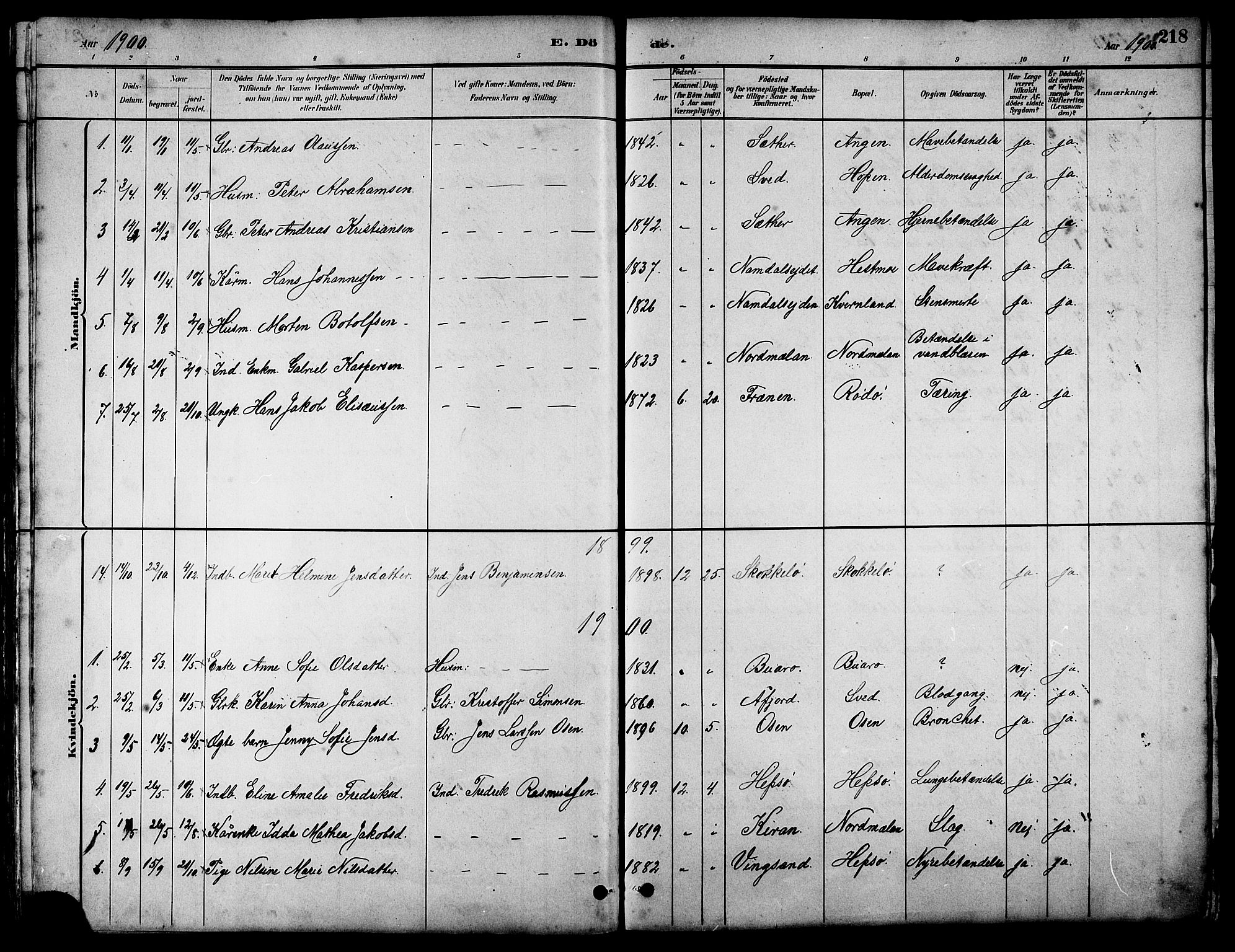 Ministerialprotokoller, klokkerbøker og fødselsregistre - Sør-Trøndelag, AV/SAT-A-1456/658/L0726: Parish register (copy) no. 658C02, 1883-1908, p. 218