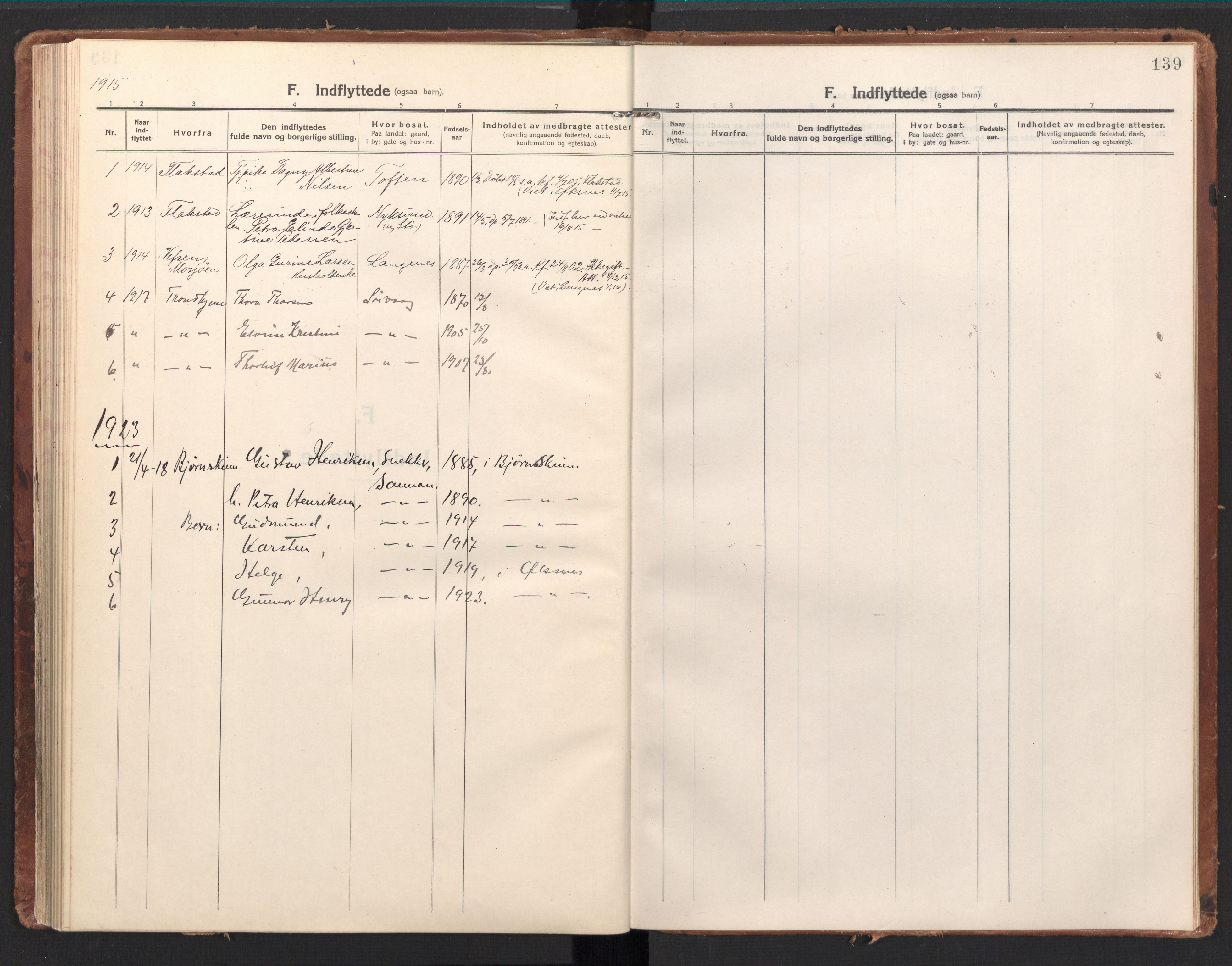 Ministerialprotokoller, klokkerbøker og fødselsregistre - Nordland, SAT/A-1459/894/L1357: Parish register (official) no. 894A03, 1913-1934, p. 139