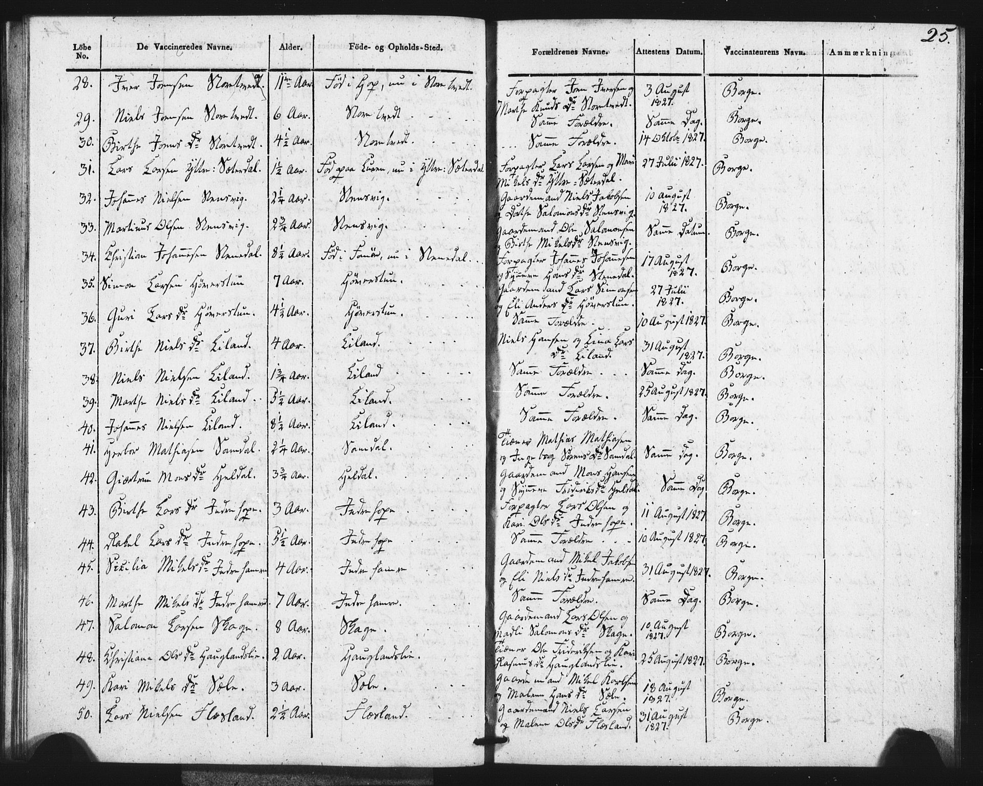 Fana Sokneprestembete, SAB/A-75101/H/Haa/Haaa/L0013: Parish register (official) no. A 13, 1819-1833, p. 25
