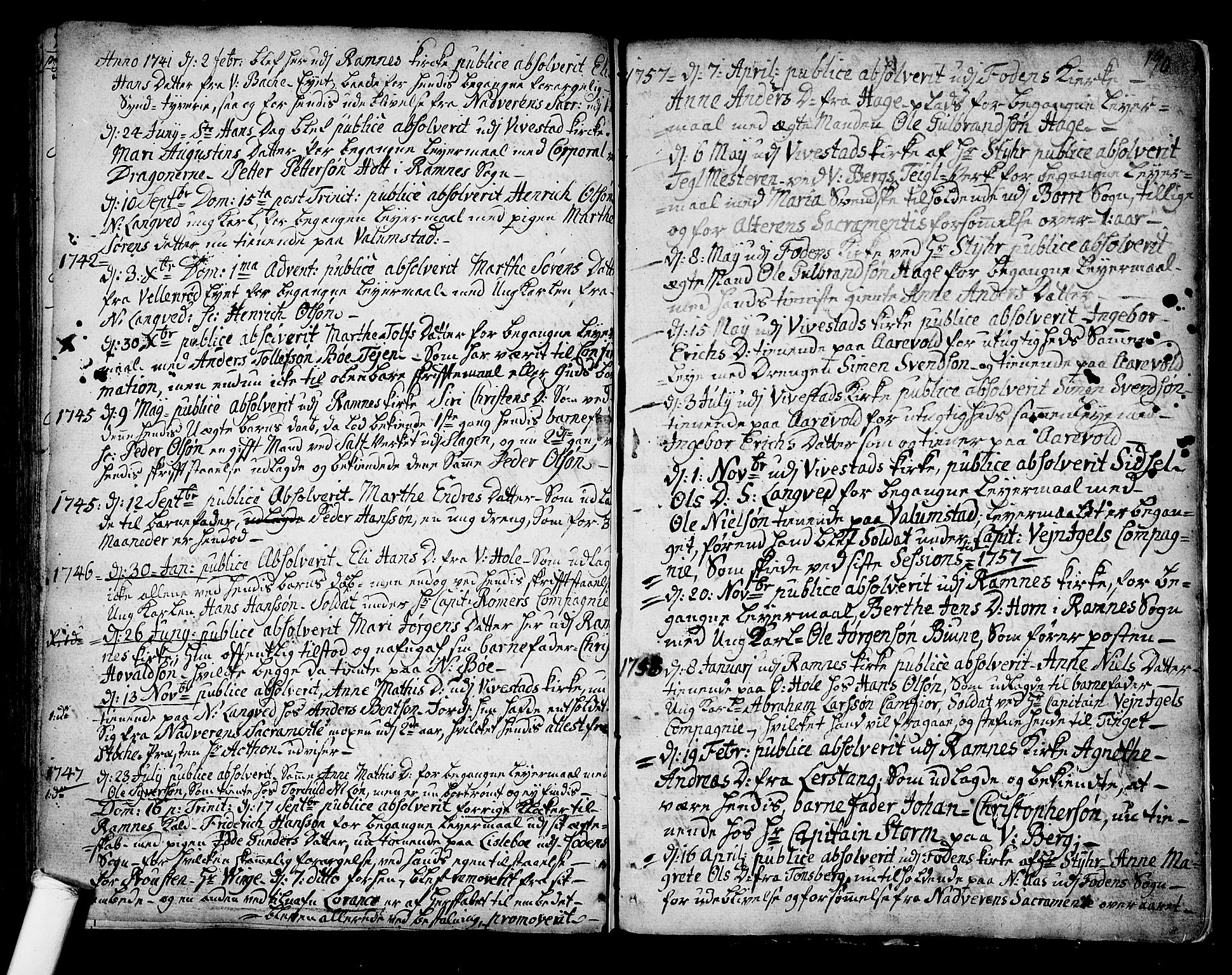Ramnes kirkebøker, SAKO/A-314/F/Fa/L0001: Parish register (official) no. I 1, 1732-1774, p. 190