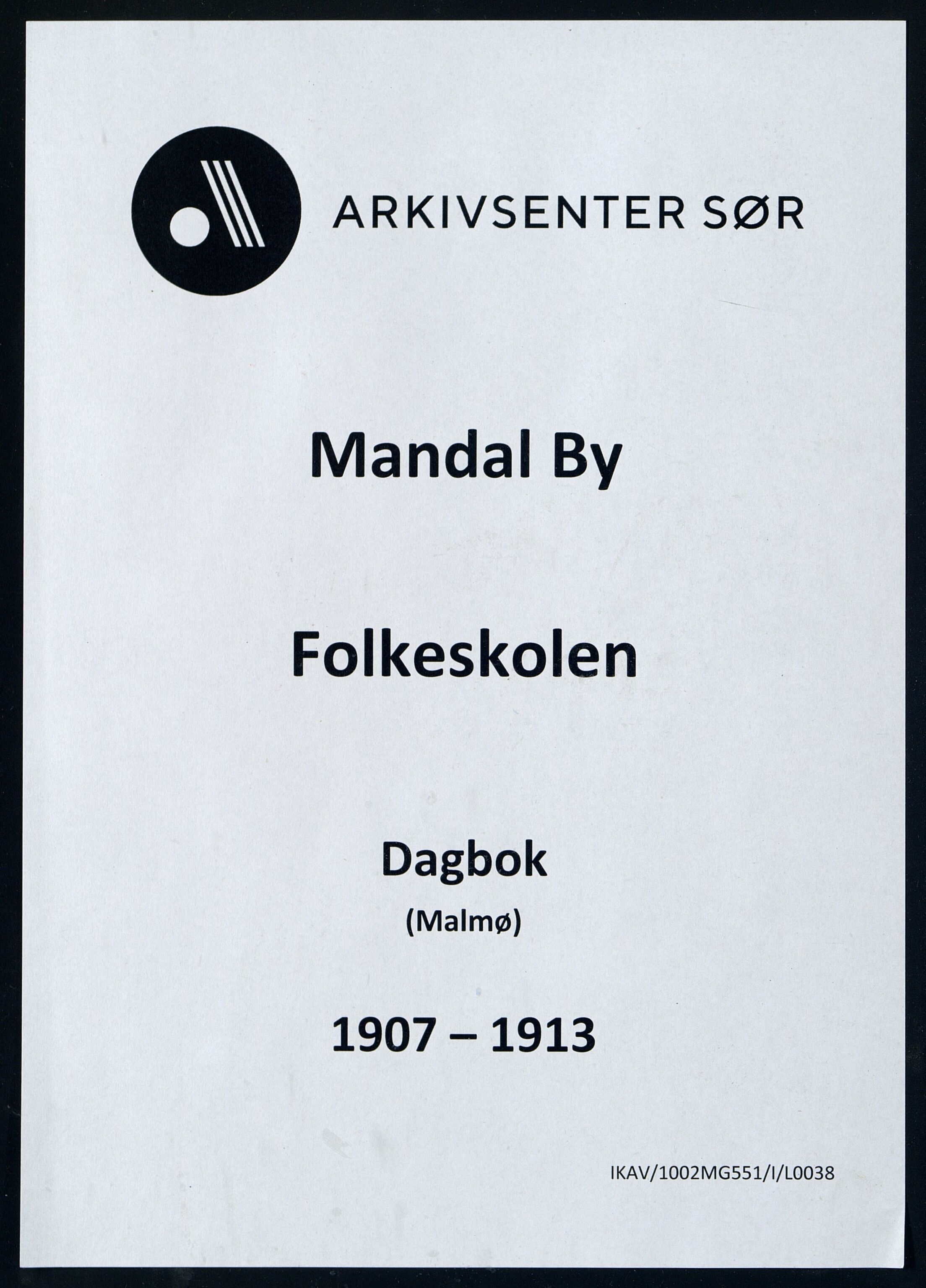 Mandal By - Mandal Allmueskole/Folkeskole/Skole, IKAV/1002MG551/I/L0038: Dagbok, 1907-1913