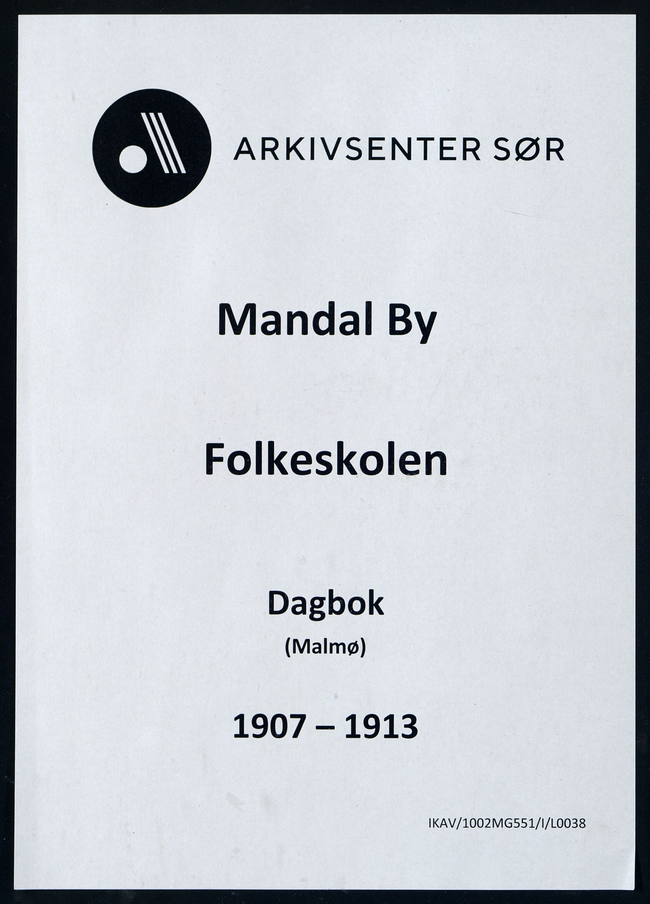 Mandal By - Mandal Allmueskole/Folkeskole/Skole, ARKSOR/1002MG551/I/L0038: Dagbok, 1907-1913