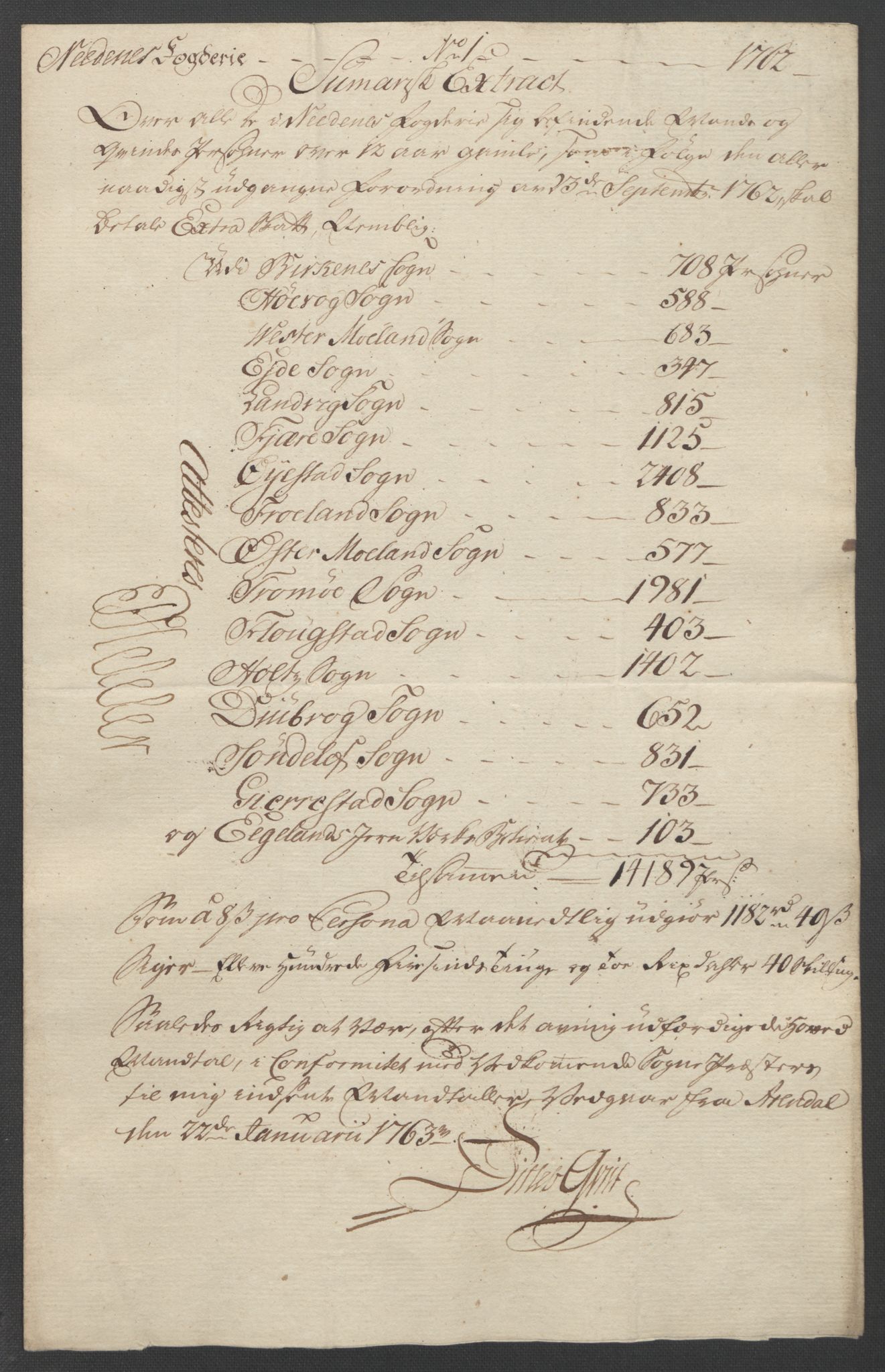 Rentekammeret inntil 1814, Reviderte regnskaper, Fogderegnskap, RA/EA-4092/R39/L2424: Ekstraskatten Nedenes, 1762-1767, p. 13