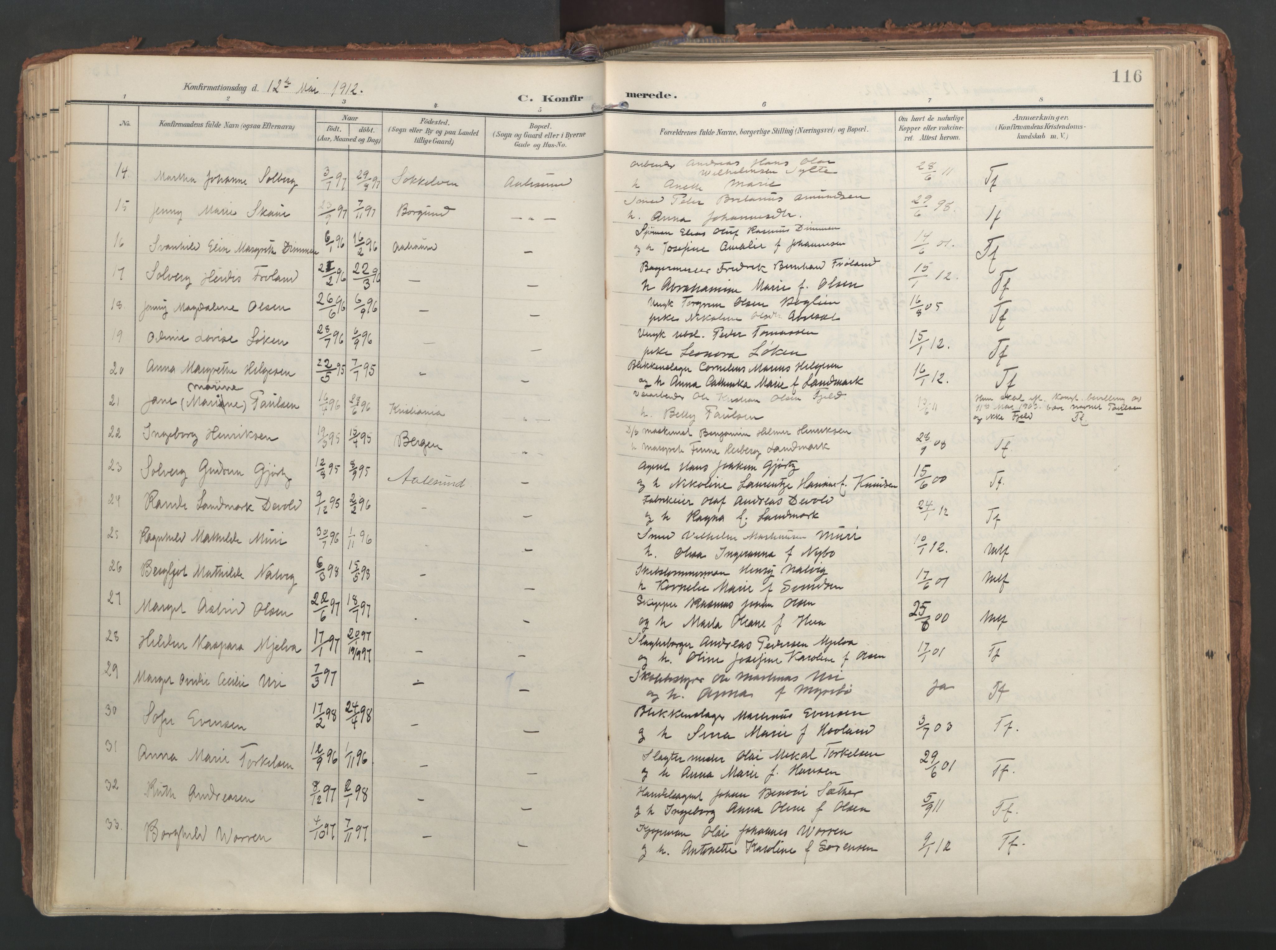 Ministerialprotokoller, klokkerbøker og fødselsregistre - Møre og Romsdal, AV/SAT-A-1454/529/L0459: Parish register (official) no. 529A09, 1904-1917, p. 116