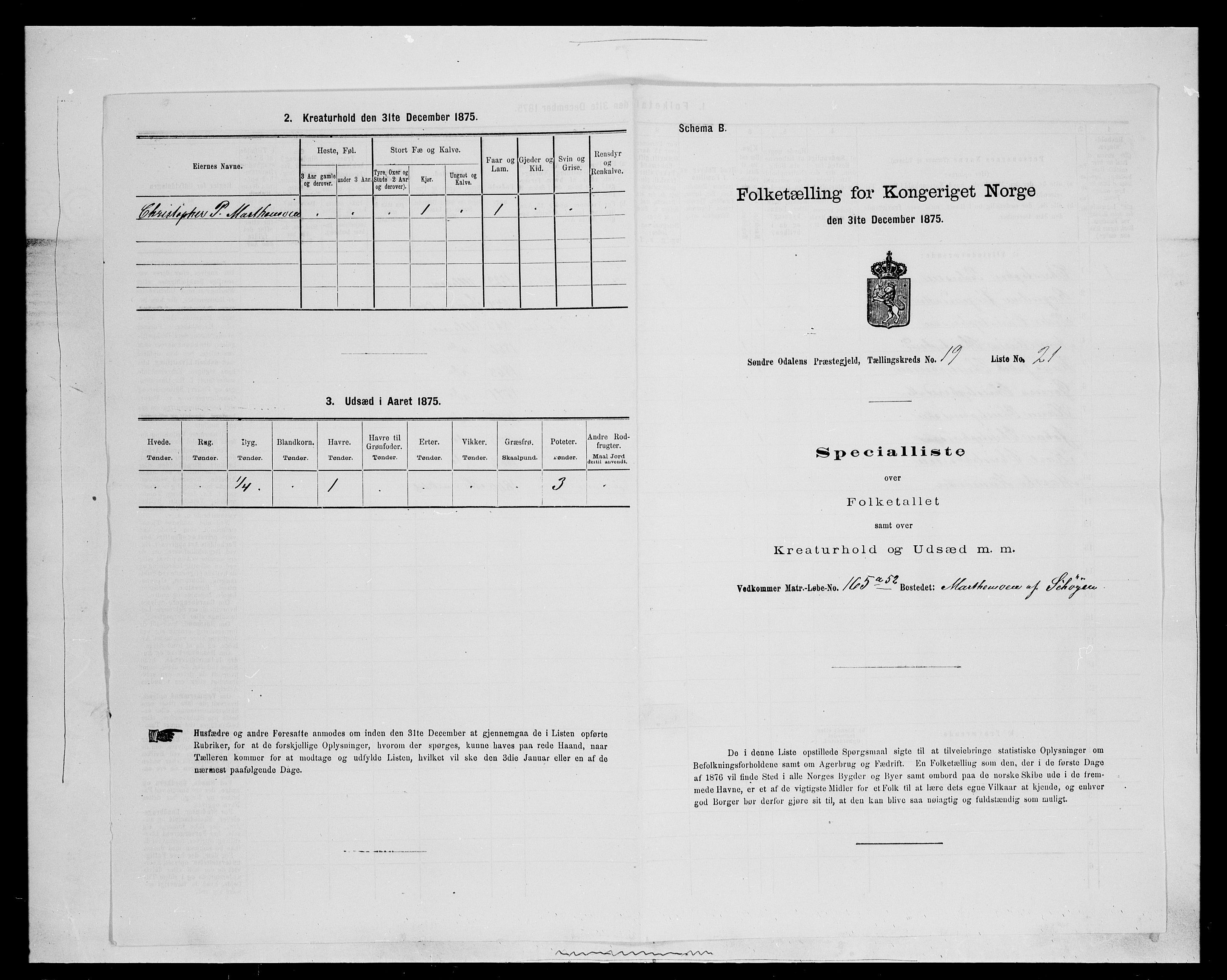 SAH, 1875 census for 0419P Sør-Odal, 1875, p. 1606