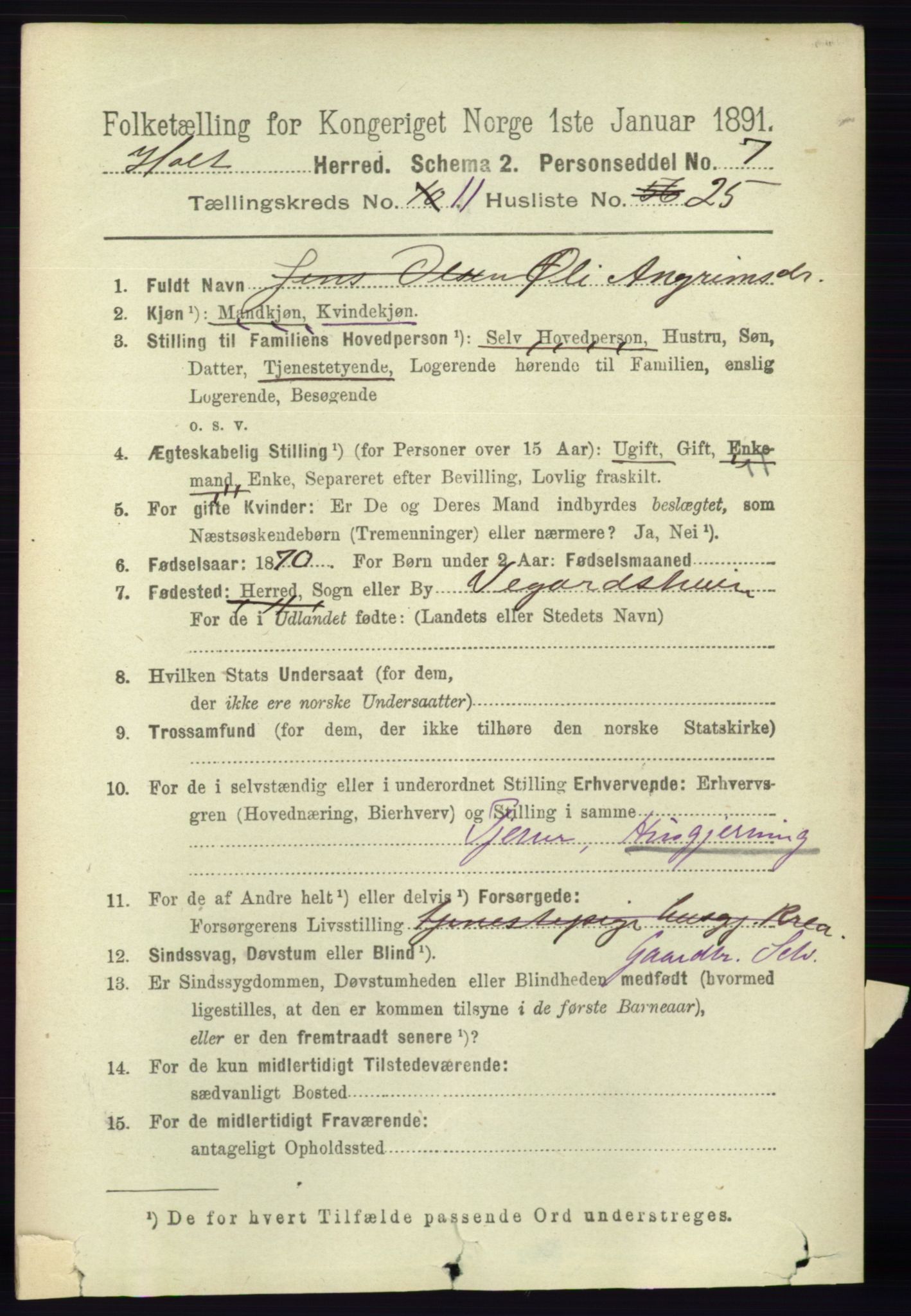 RA, 1891 census for 0914 Holt, 1891, p. 4955