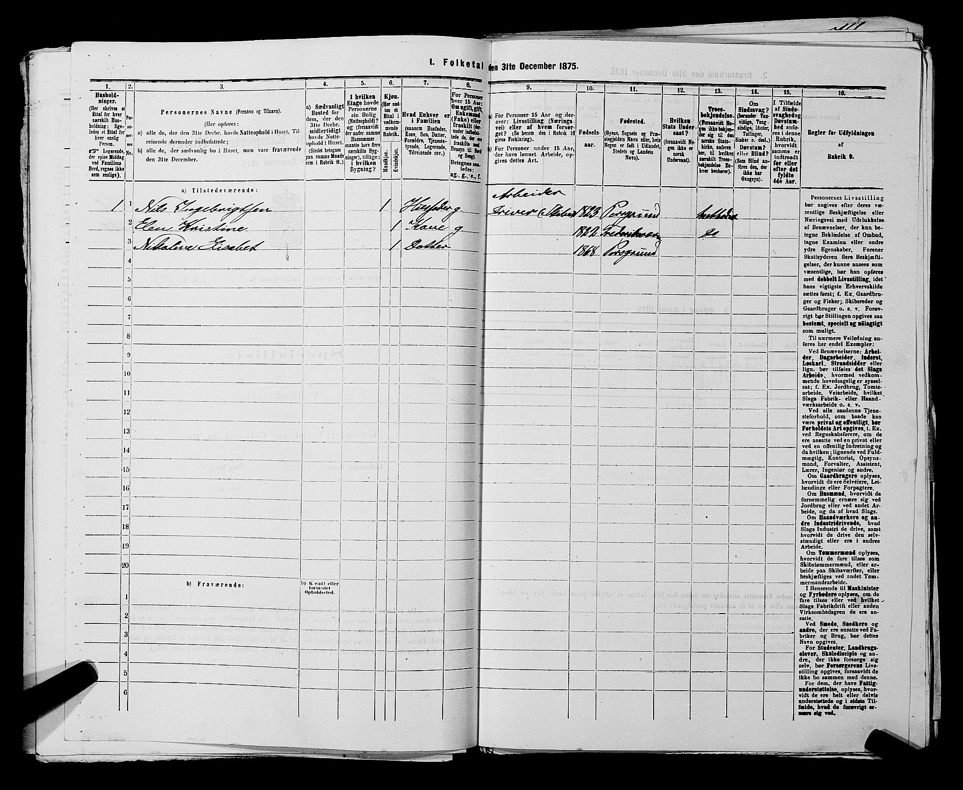 SAKO, 1875 census for 0805P Porsgrunn, 1875, p. 736