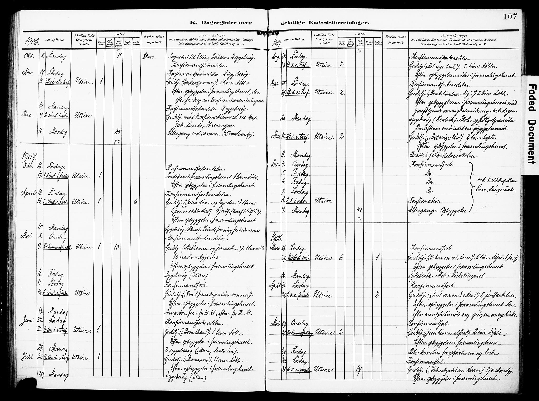 Torvastad sokneprestkontor, AV/SAST-A -101857/H/Ha/Haa/L0018: Parish register (official) no. A 17, 1903-1925, p. 107