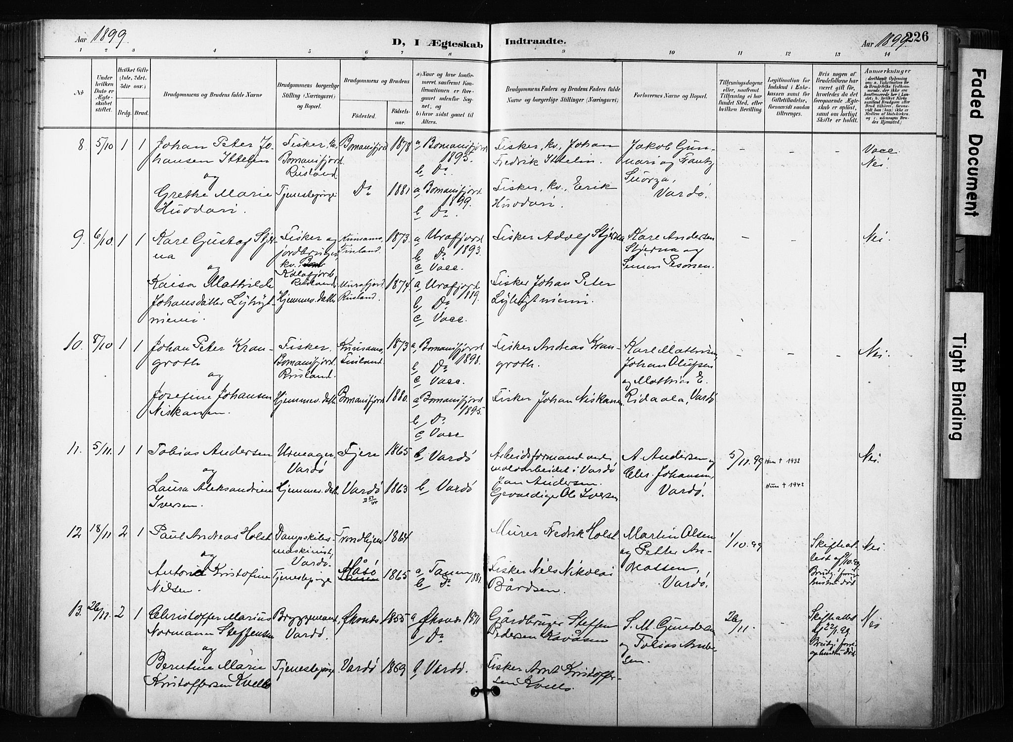 Vardø sokneprestkontor, AV/SATØ-S-1332/H/Ha/L0010kirke: Parish register (official) no. 10, 1895-1907, p. 226