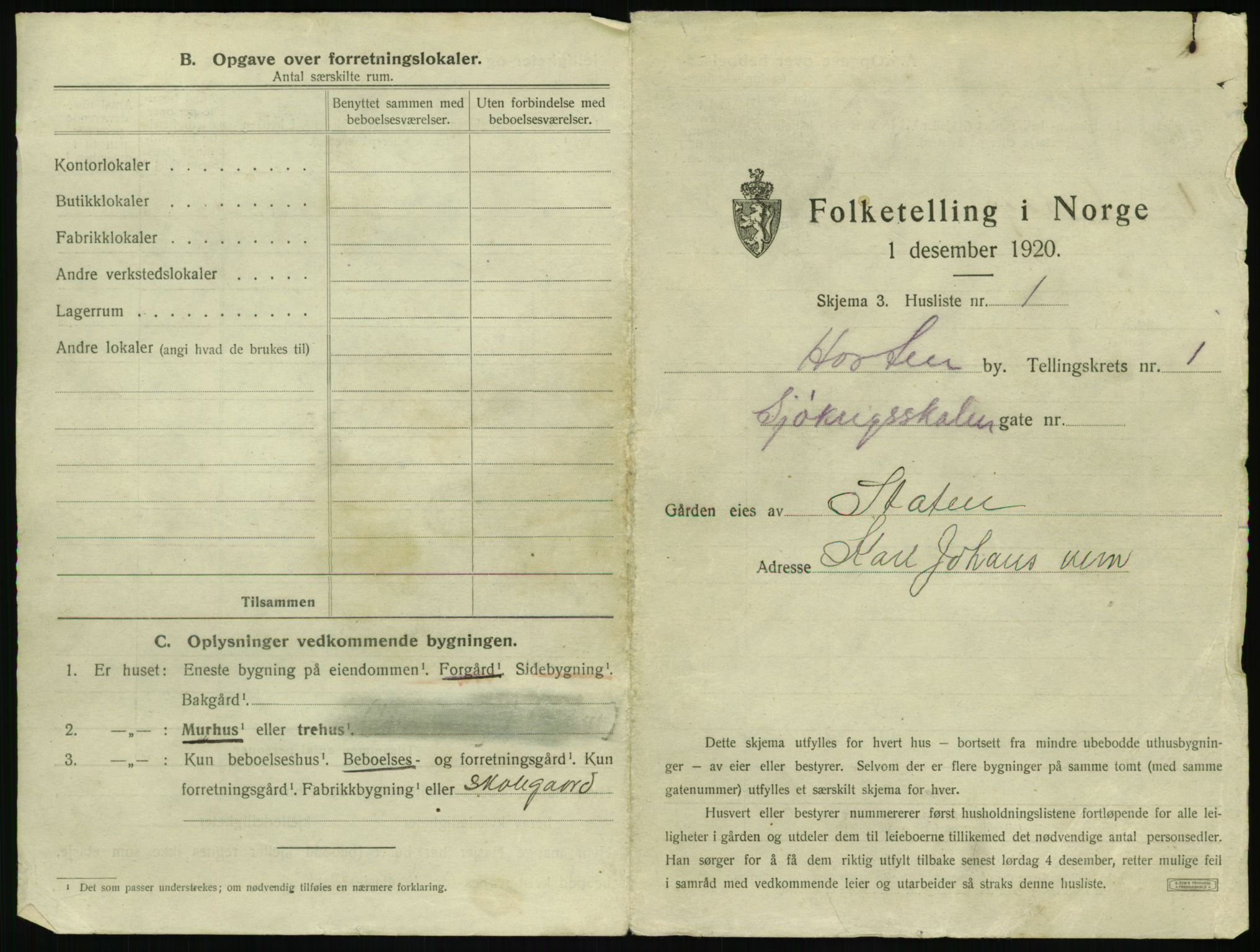 SAKO, 1920 census for Horten, 1920, p. 53