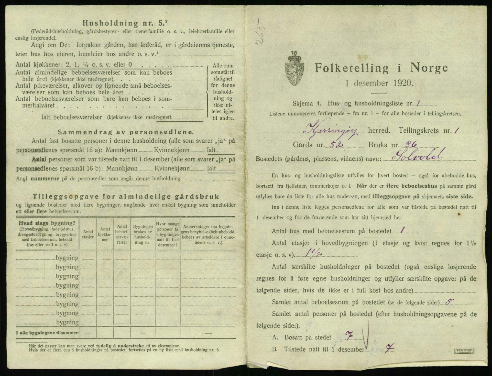 SAT, 1920 census for Kjerringøy, 1920, p. 23