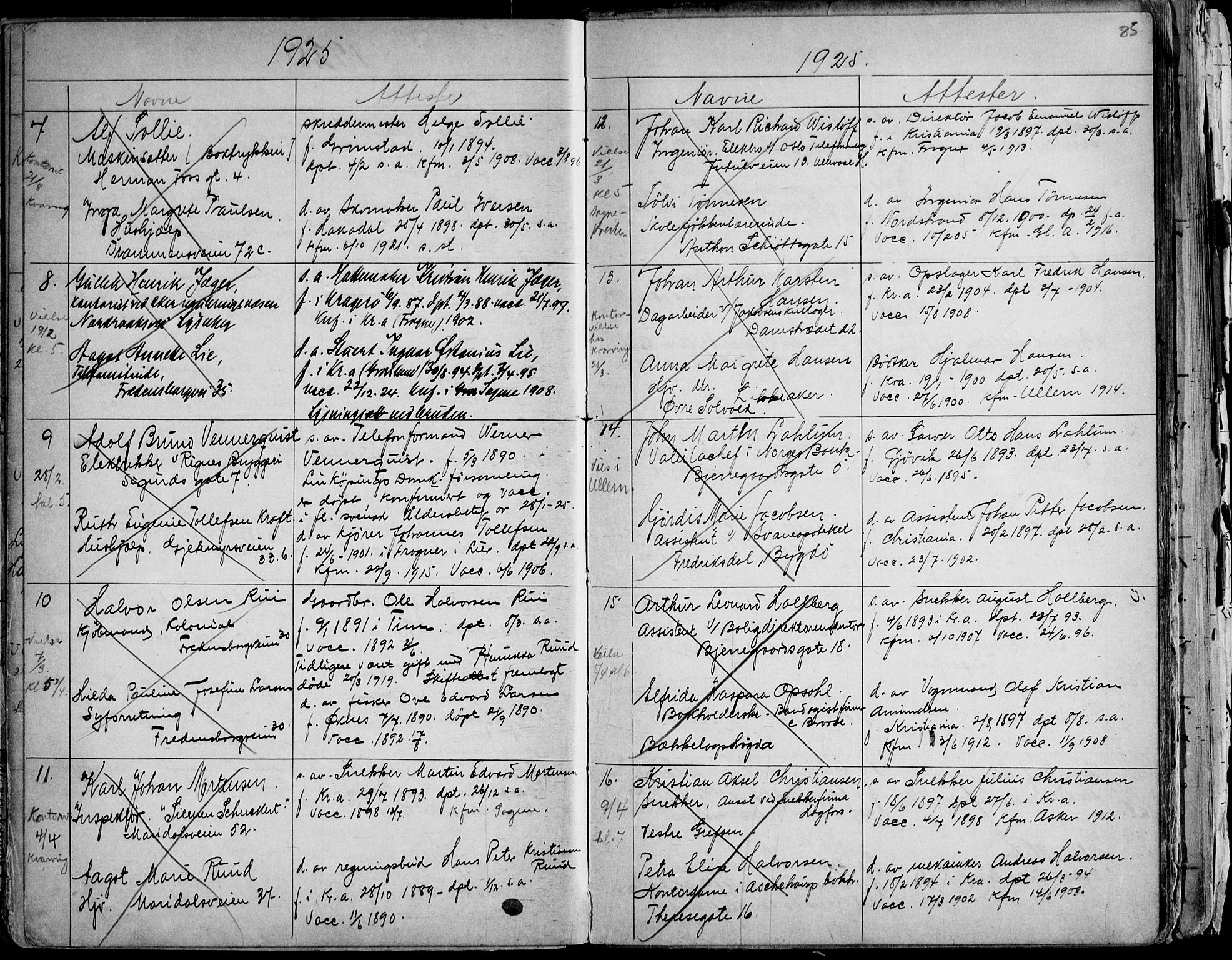 Gamle Aker prestekontor Kirkebøker, AV/SAO-A-10617a/H/L0005: Banns register no. 5, 1918-1930, p. 85