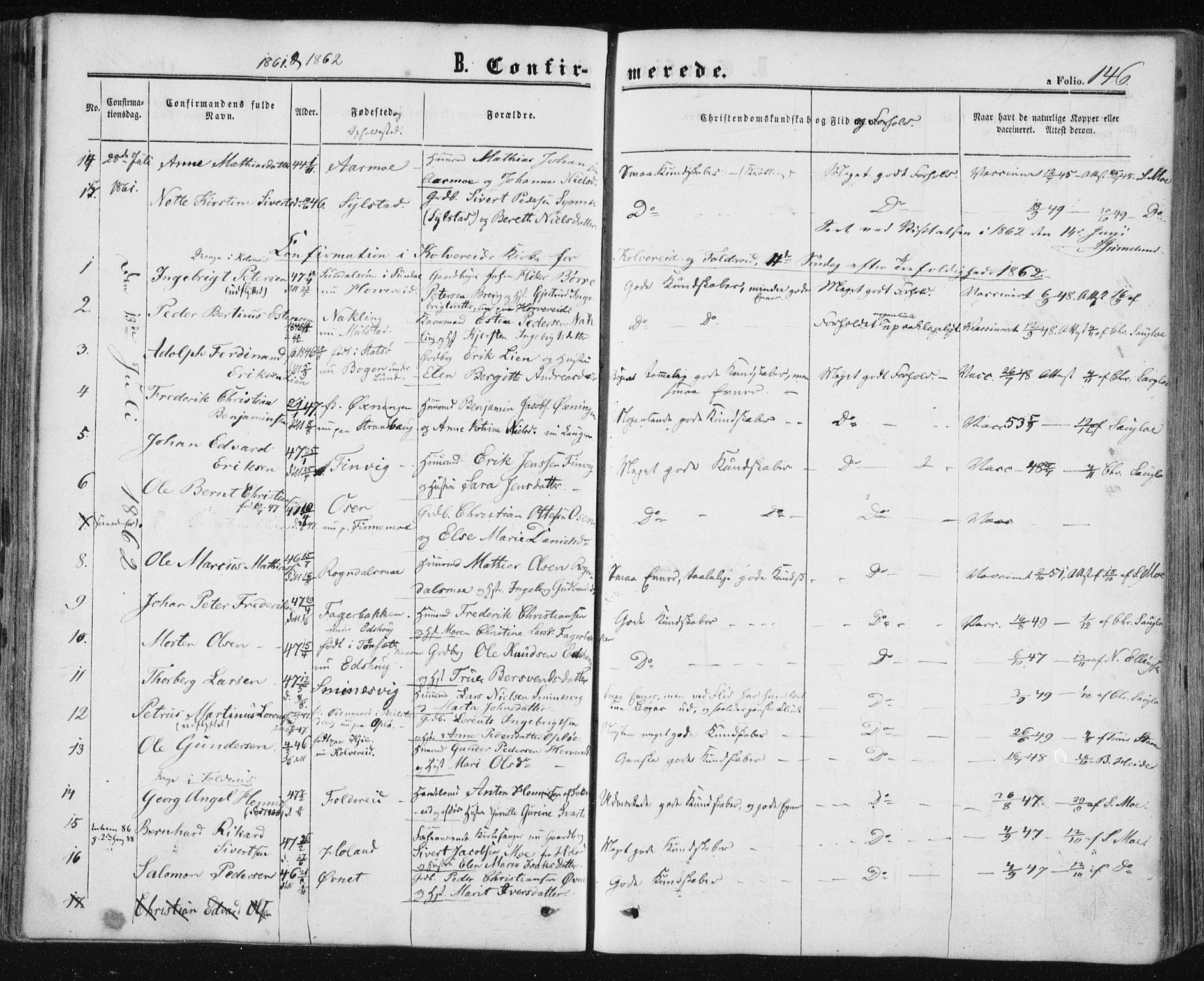 Ministerialprotokoller, klokkerbøker og fødselsregistre - Nord-Trøndelag, SAT/A-1458/780/L0641: Parish register (official) no. 780A06, 1857-1874, p. 146