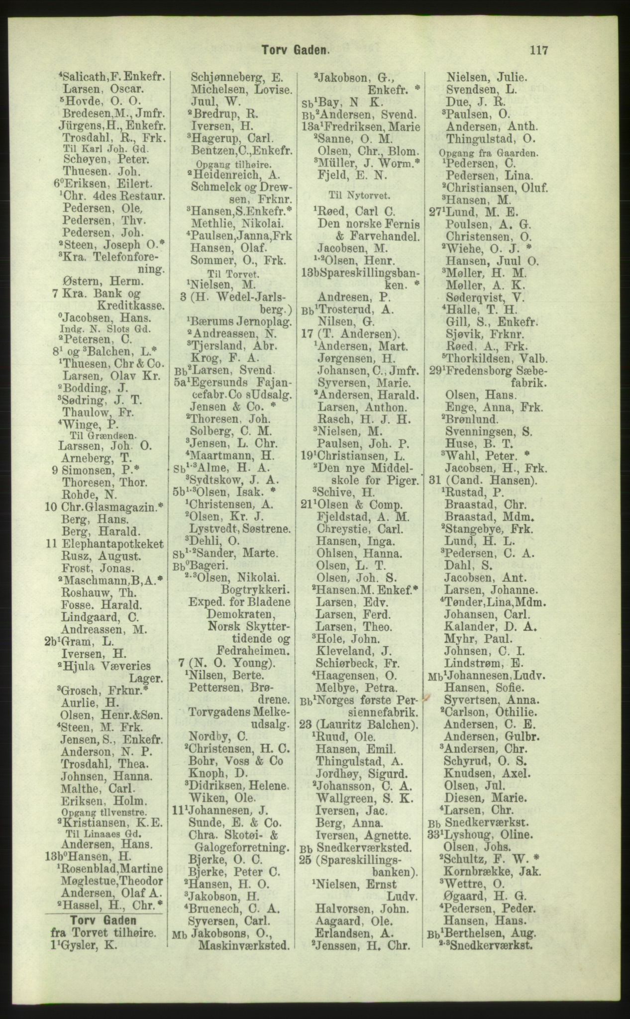 Kristiania/Oslo adressebok, PUBL/-, 1884, p. 117