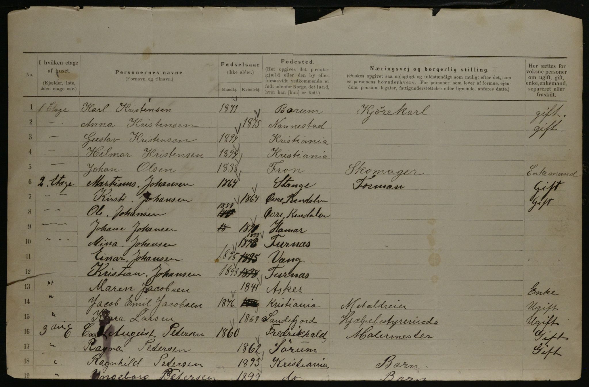 OBA, Municipal Census 1901 for Kristiania, 1901, p. 18795