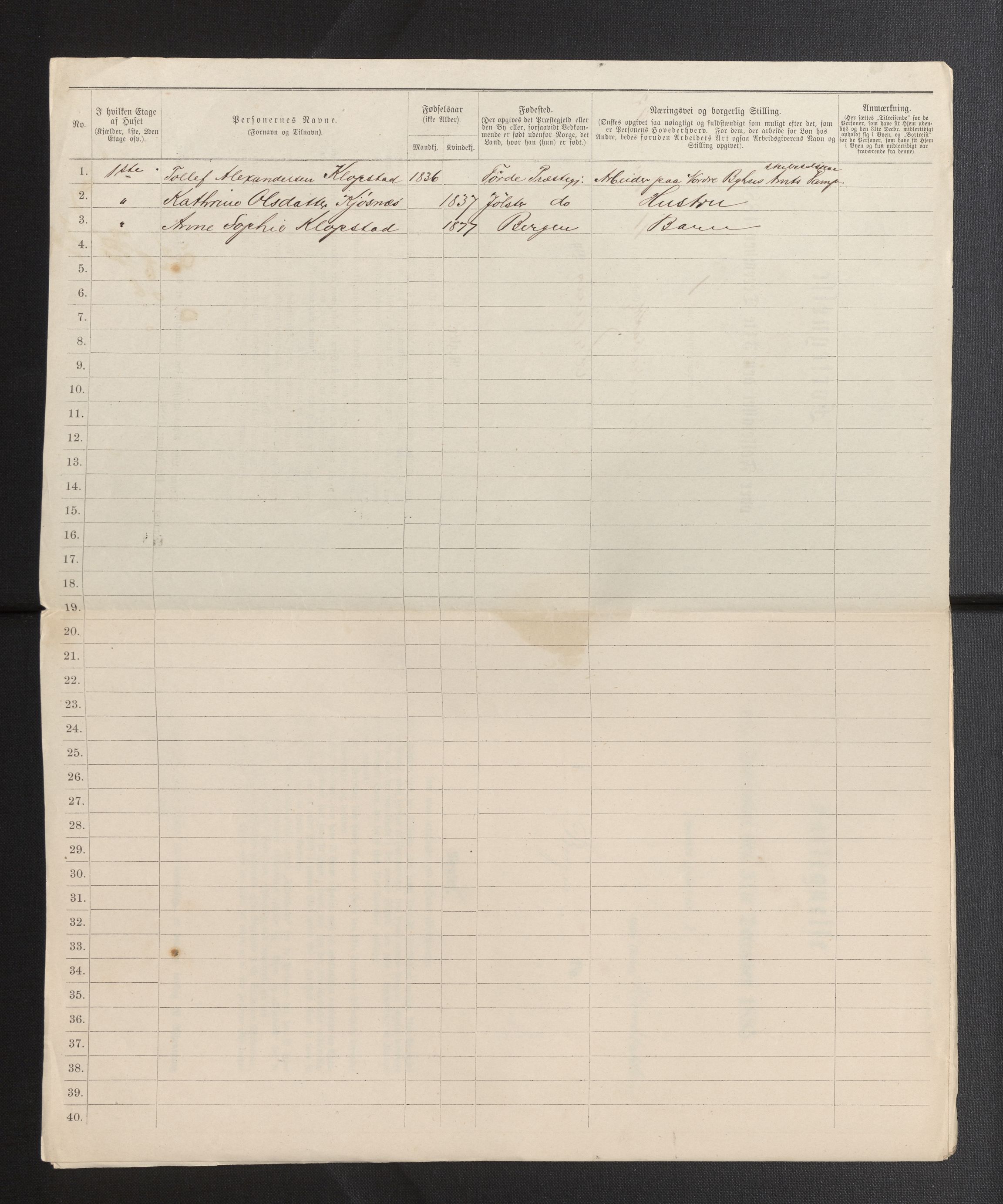 SAB, 1885 census for 1301 Bergen, 1885, p. 2840