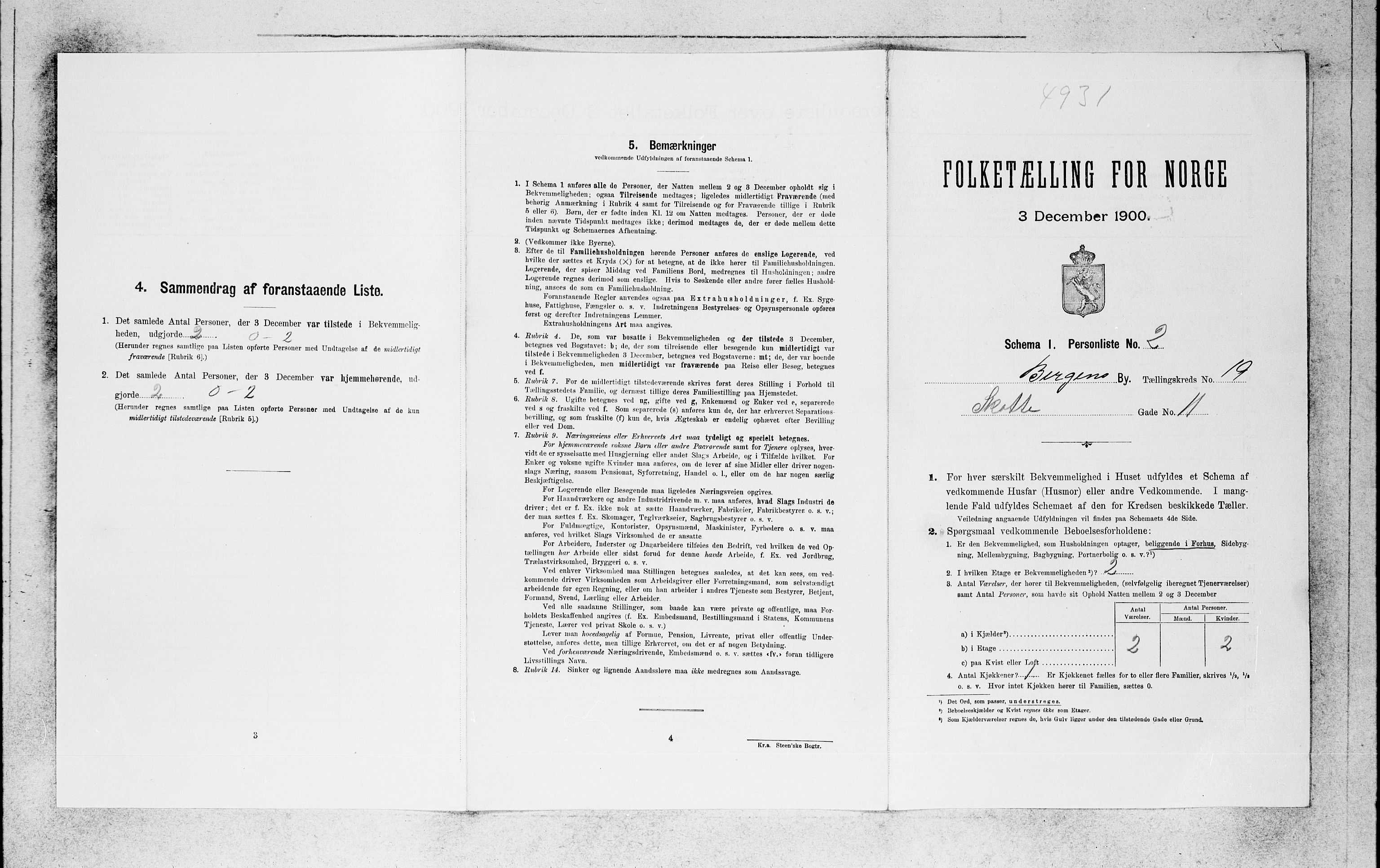 SAB, 1900 census for Bergen, 1900, p. 3800