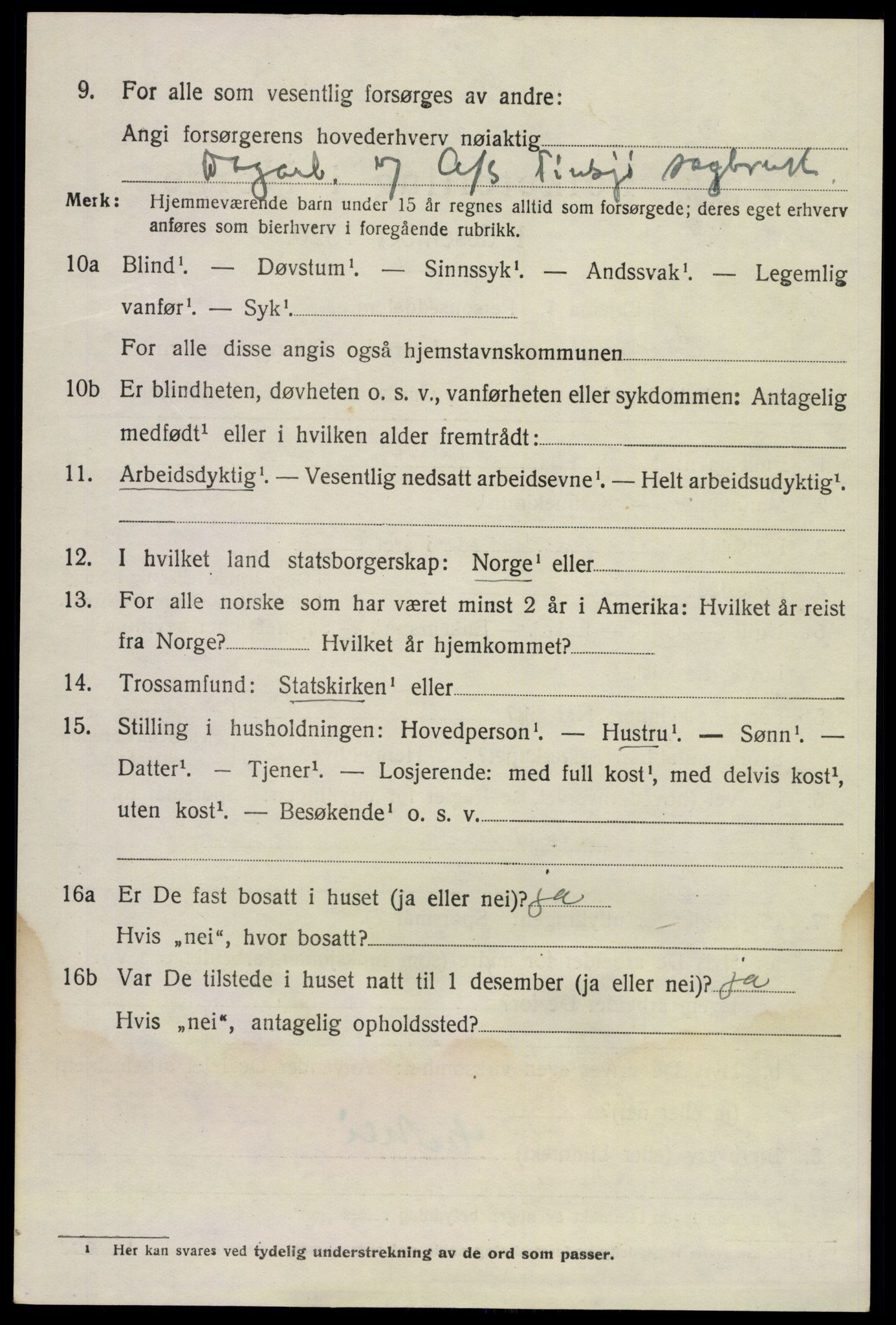 SAKO, 1920 census for Gransherad, 1920, p. 2307