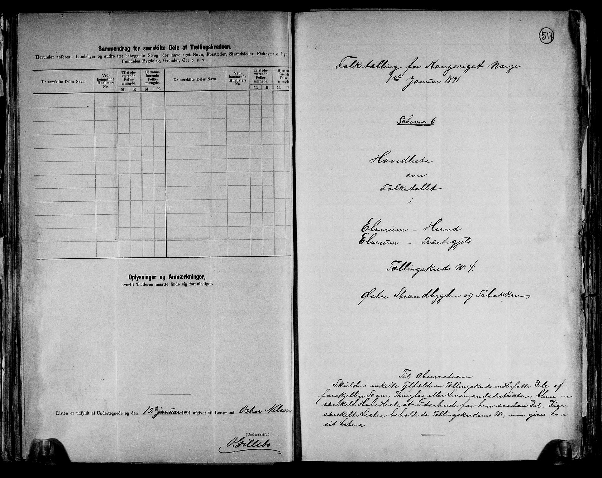 RA, 1891 census for 0427 Elverum, 1891, p. 12