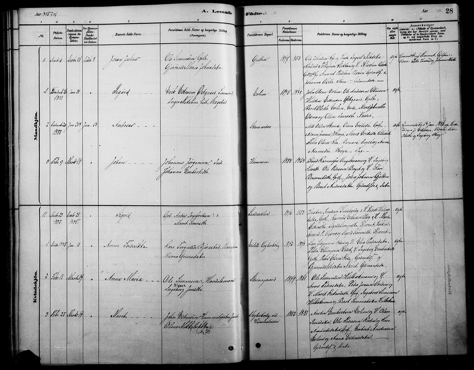 Tolga prestekontor, SAH/PREST-062/L/L0007: Parish register (copy) no. 7, 1878-1919, p. 28