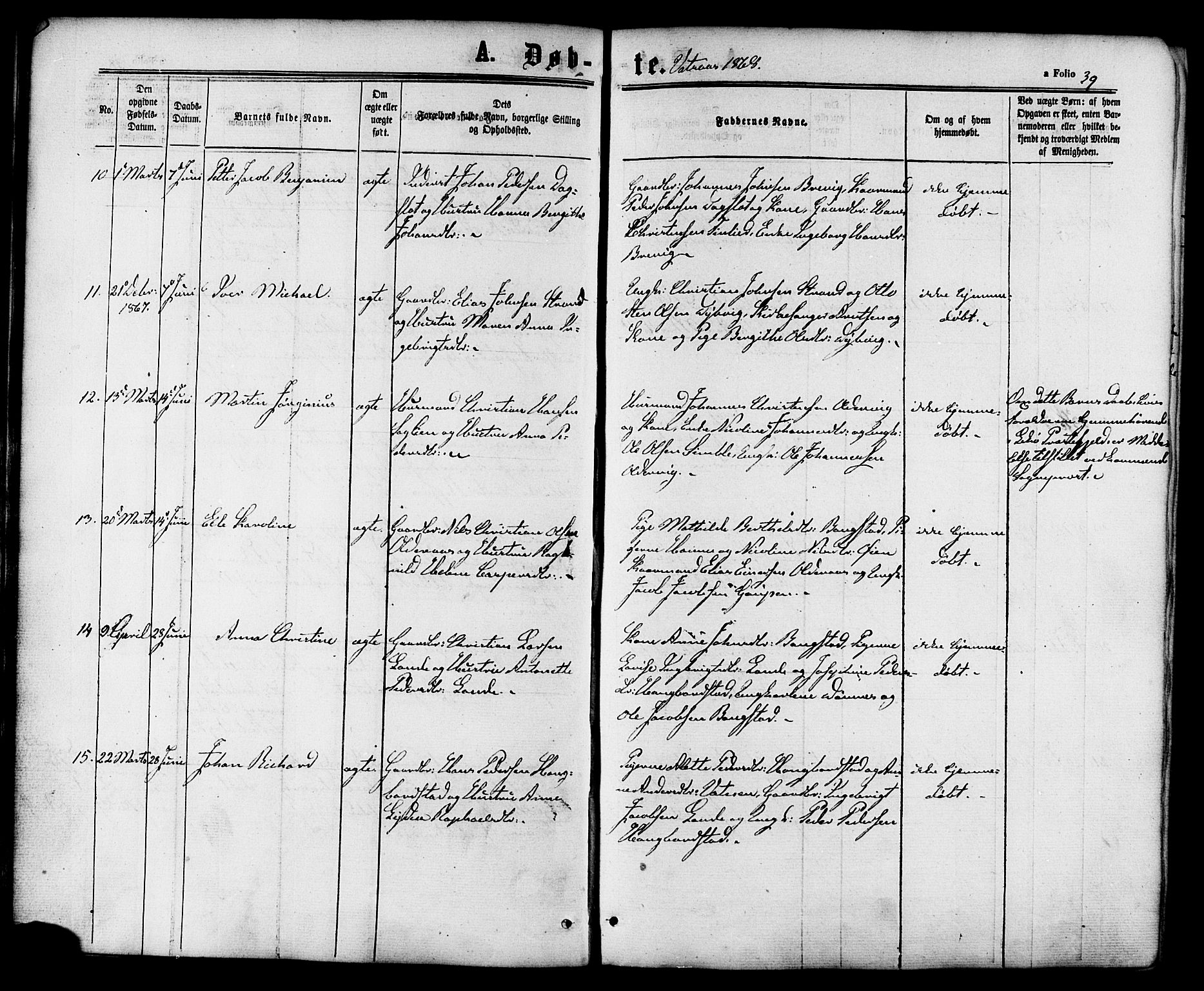 Ministerialprotokoller, klokkerbøker og fødselsregistre - Nordland, AV/SAT-A-1459/810/L0146: Parish register (official) no. 810A08 /1, 1862-1874, p. 39