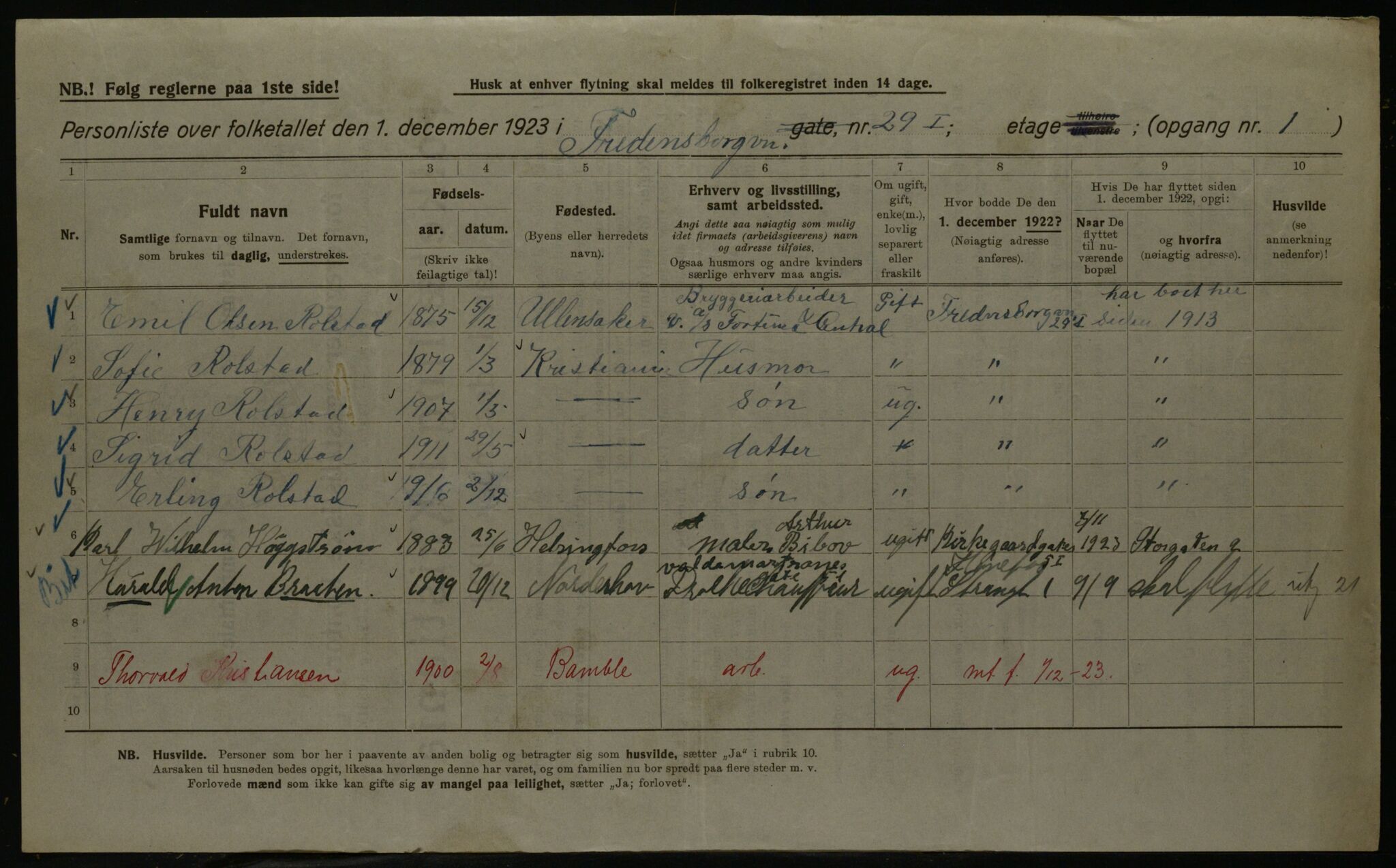 OBA, Municipal Census 1923 for Kristiania, 1923, p. 29187