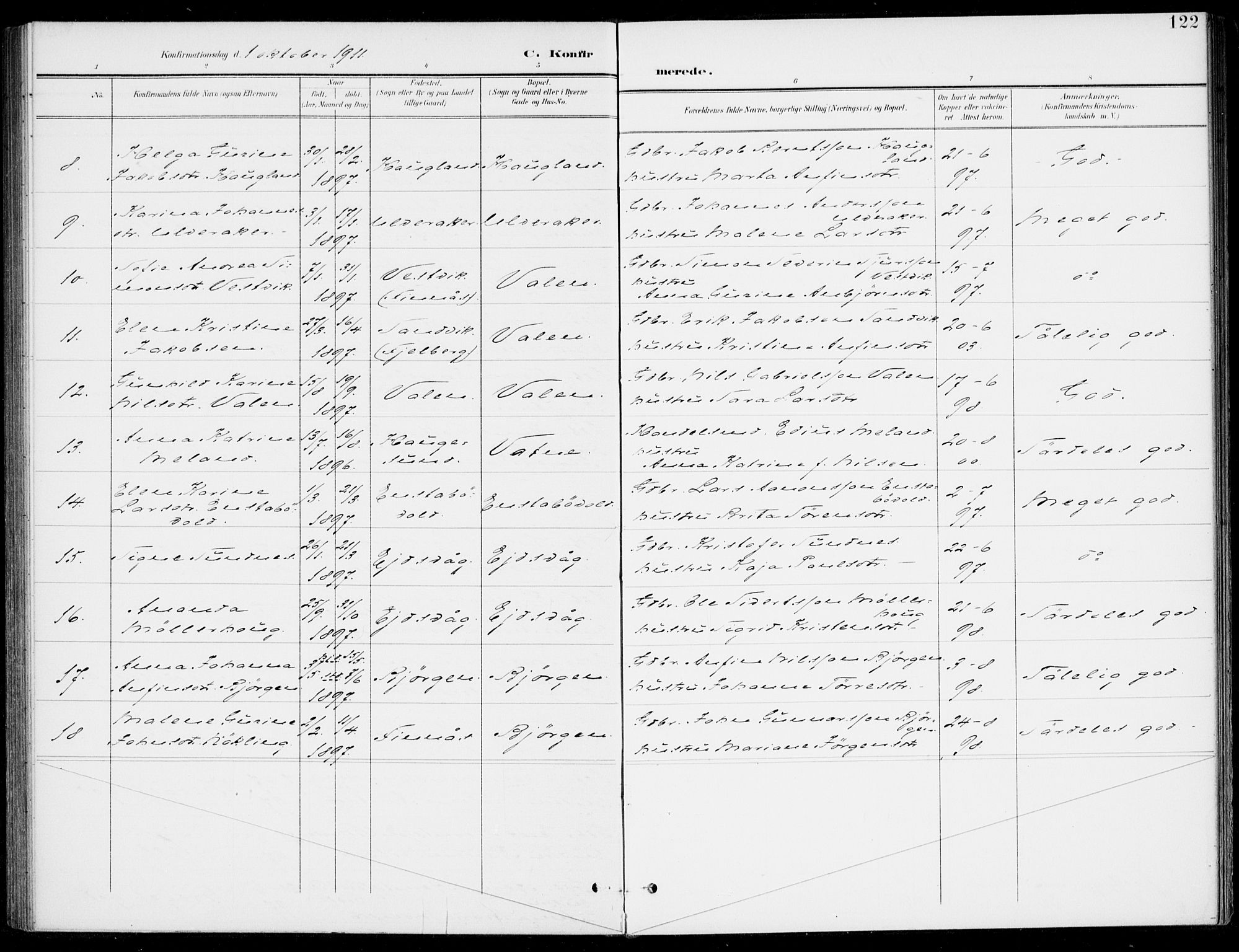 Sveio Sokneprestembete, SAB/A-78501/H/Haa: Parish register (official) no. C 3, 1899-1916, p. 122