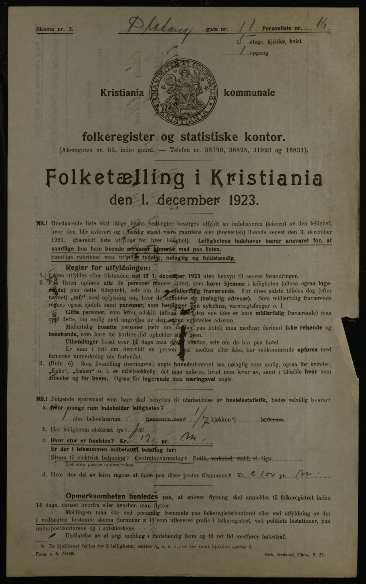 OBA, Municipal Census 1923 for Kristiania, 1923, p. 88823