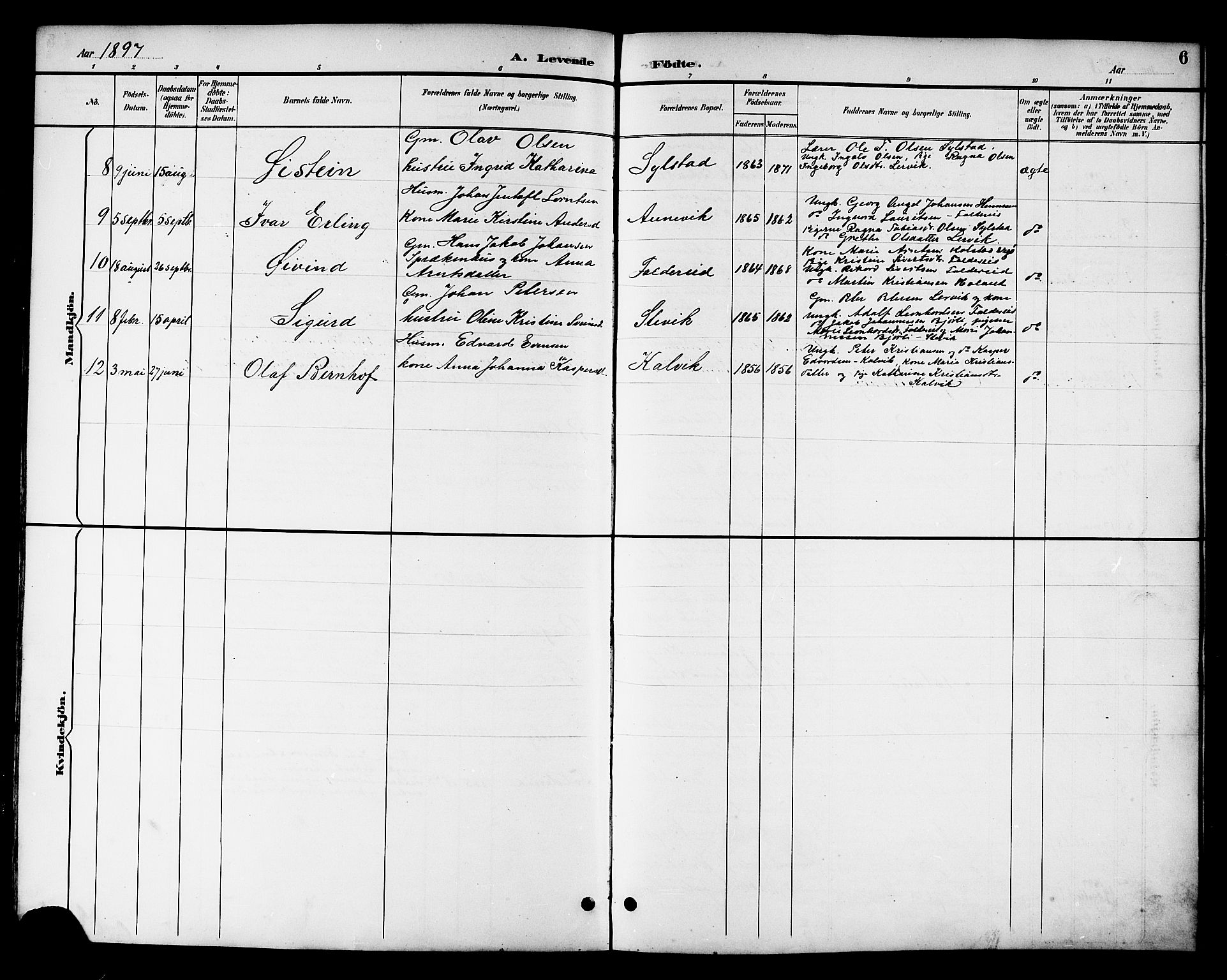 Ministerialprotokoller, klokkerbøker og fødselsregistre - Nord-Trøndelag, AV/SAT-A-1458/783/L0662: Parish register (copy) no. 783C02, 1894-1919, p. 6