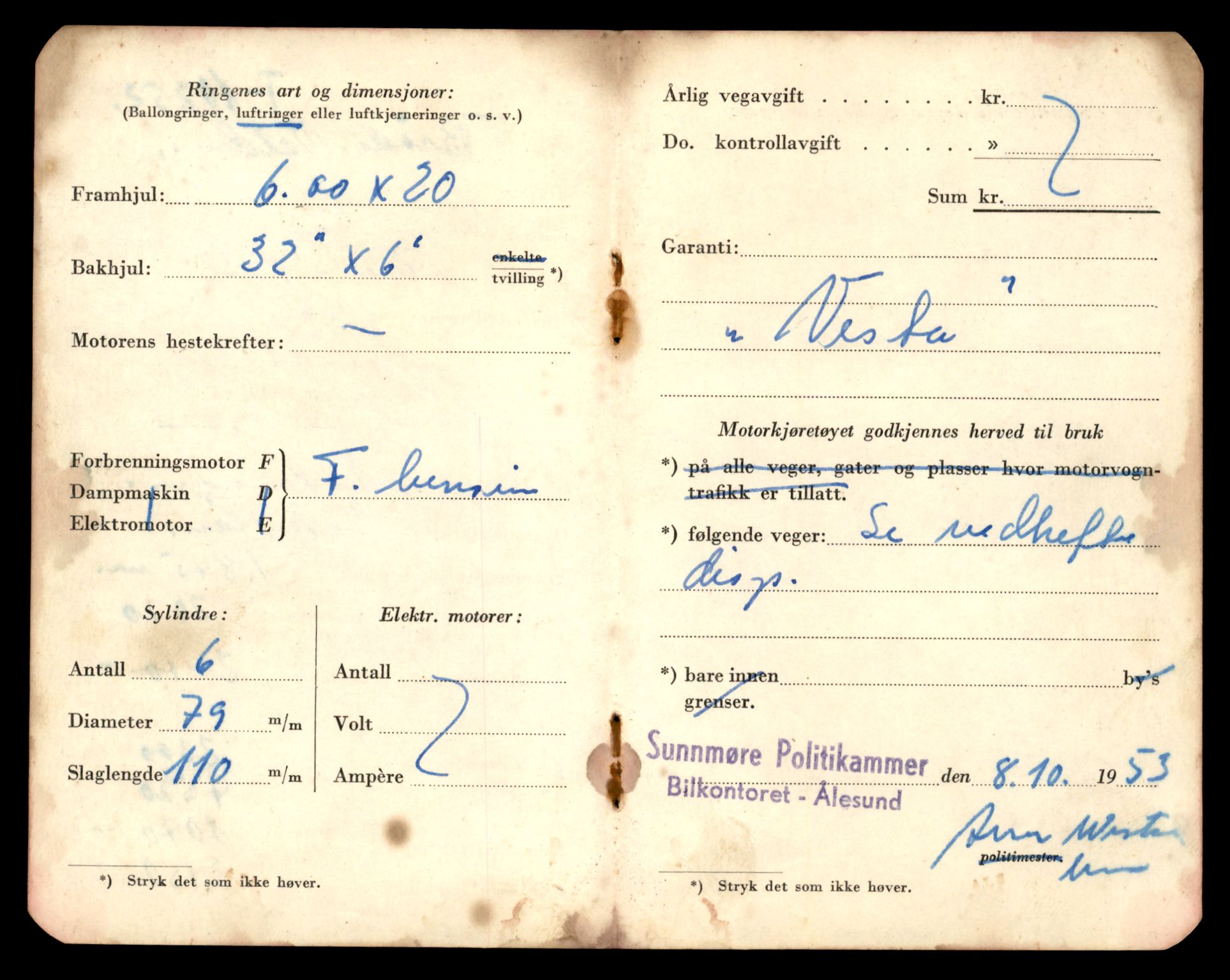 Møre og Romsdal vegkontor - Ålesund trafikkstasjon, SAT/A-4099/F/Fe/L0019: Registreringskort for kjøretøy T 10228 - T 10350, 1927-1998, p. 660