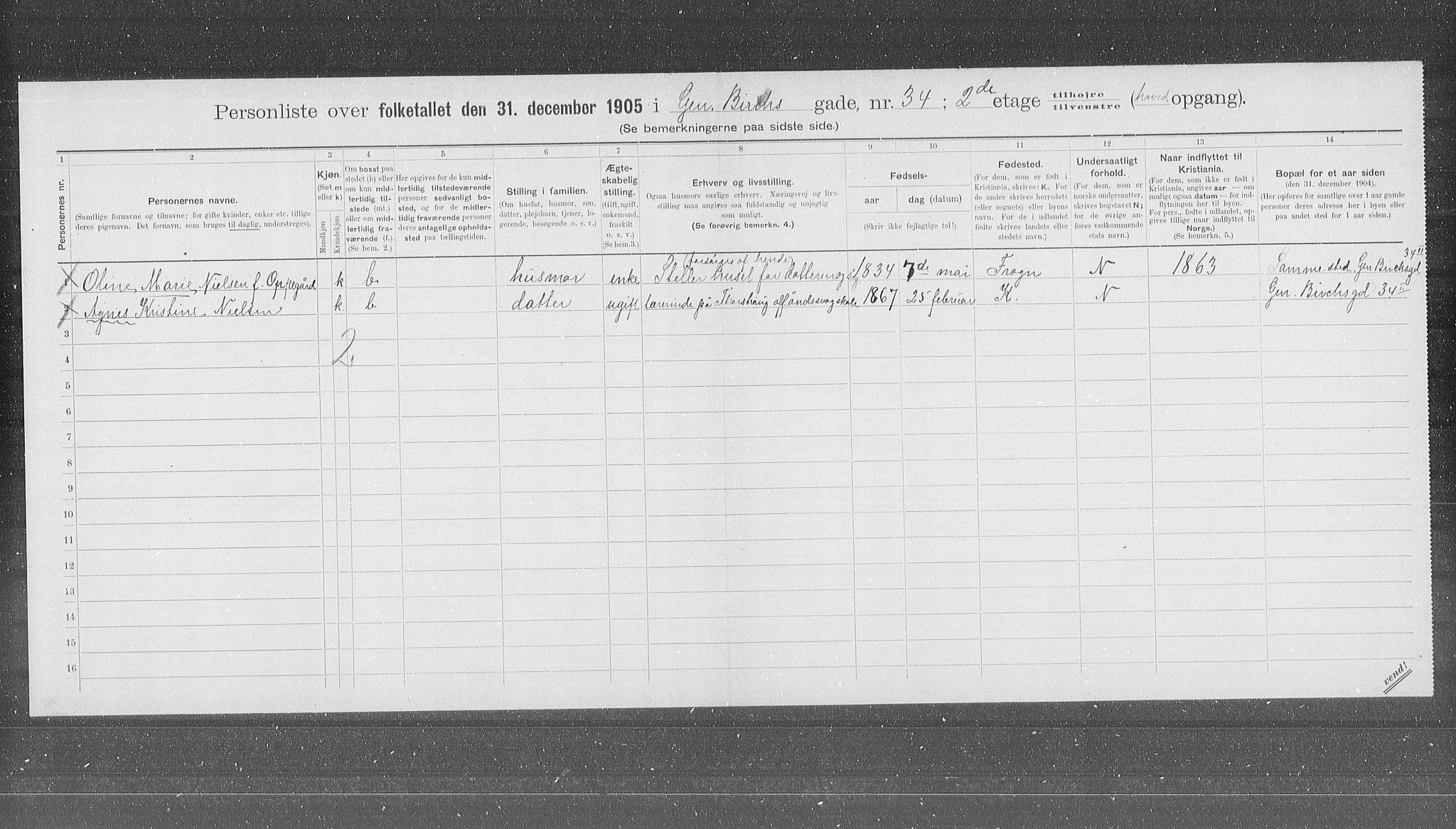 OBA, Municipal Census 1905 for Kristiania, 1905, p. 15018