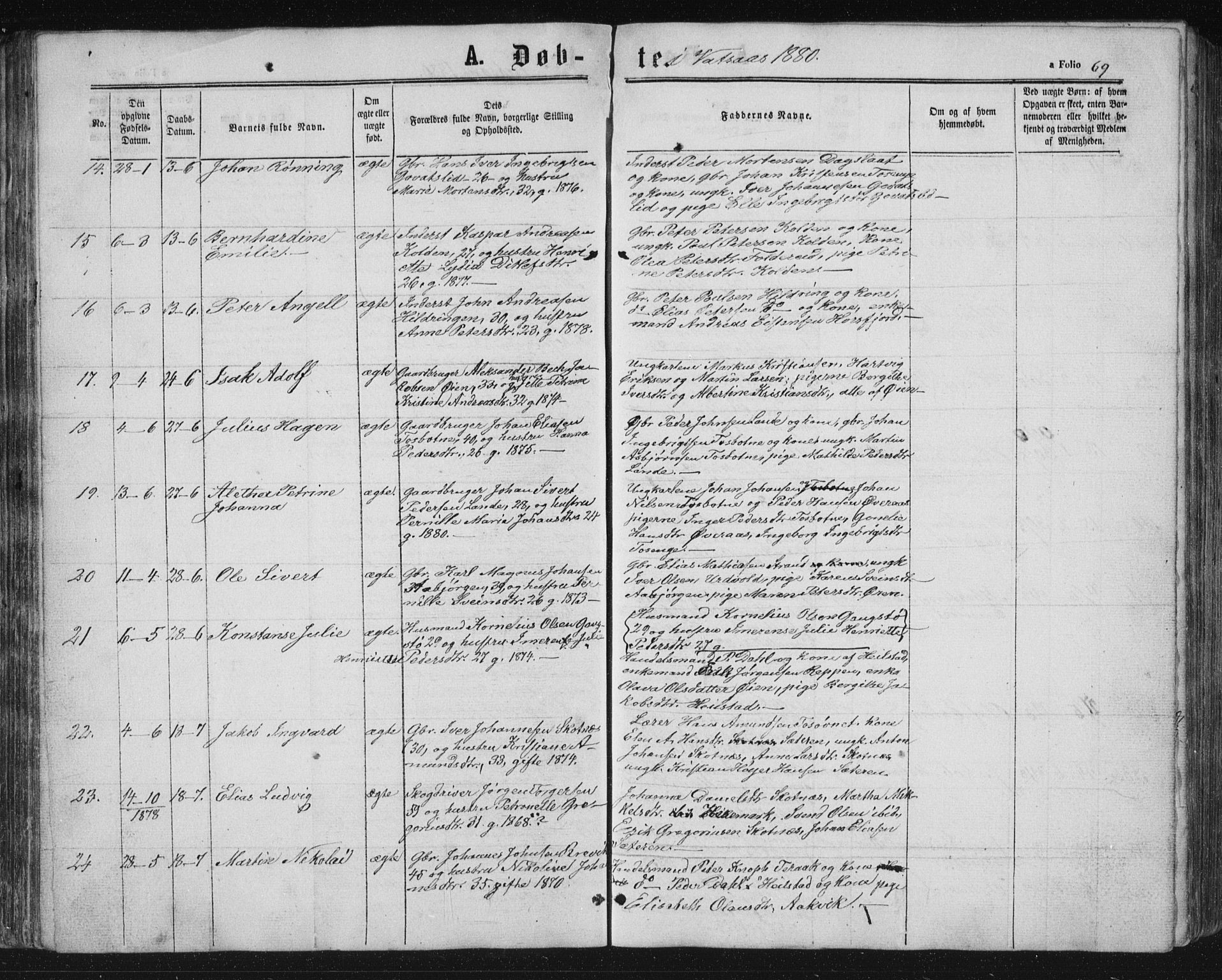 Ministerialprotokoller, klokkerbøker og fødselsregistre - Nordland, AV/SAT-A-1459/810/L0158: Parish register (copy) no. 810C02 /1, 1863-1883, p. 69