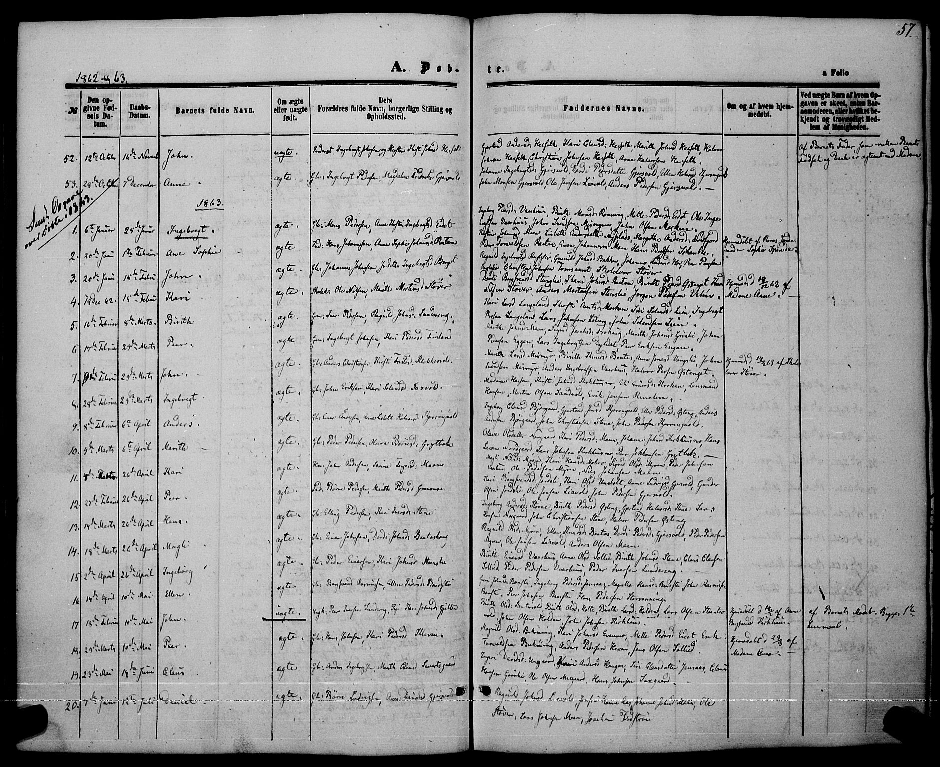 Ministerialprotokoller, klokkerbøker og fødselsregistre - Sør-Trøndelag, SAT/A-1456/685/L0968: Parish register (official) no. 685A07 /3, 1860-1869, p. 57