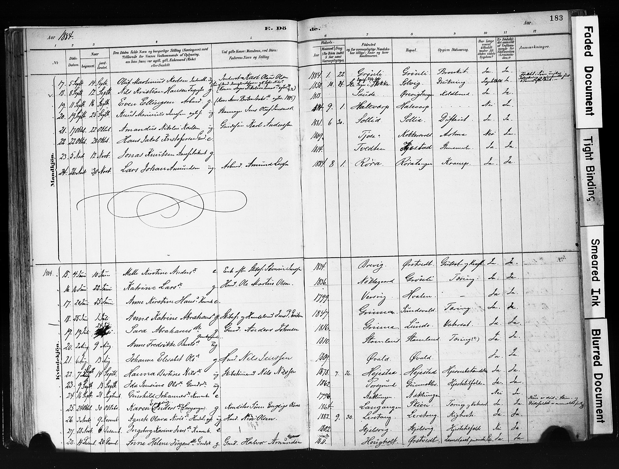 Eidanger kirkebøker, AV/SAKO-A-261/F/Fa/L0012: Parish register (official) no. 12, 1879-1900, p. 183