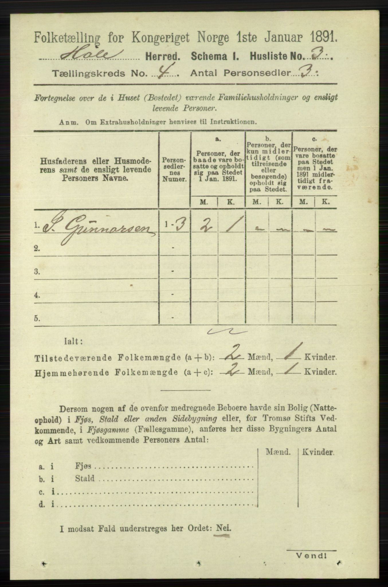 RA, 1891 census for 1128 Høle, 1891, p. 818