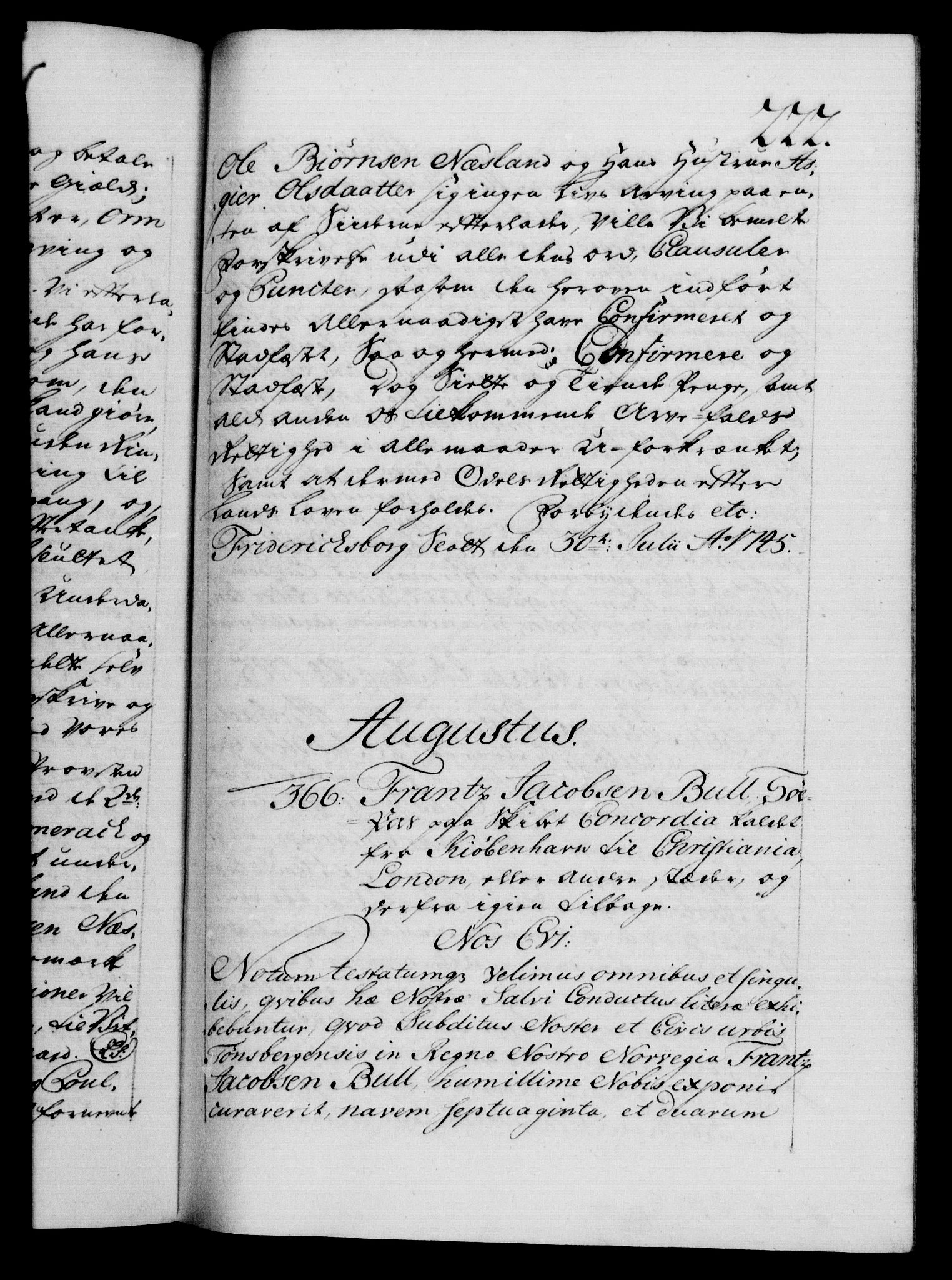 Danske Kanselli 1572-1799, AV/RA-EA-3023/F/Fc/Fca/Fcaa/L0034: Norske registre, 1745-1746, p. 222a