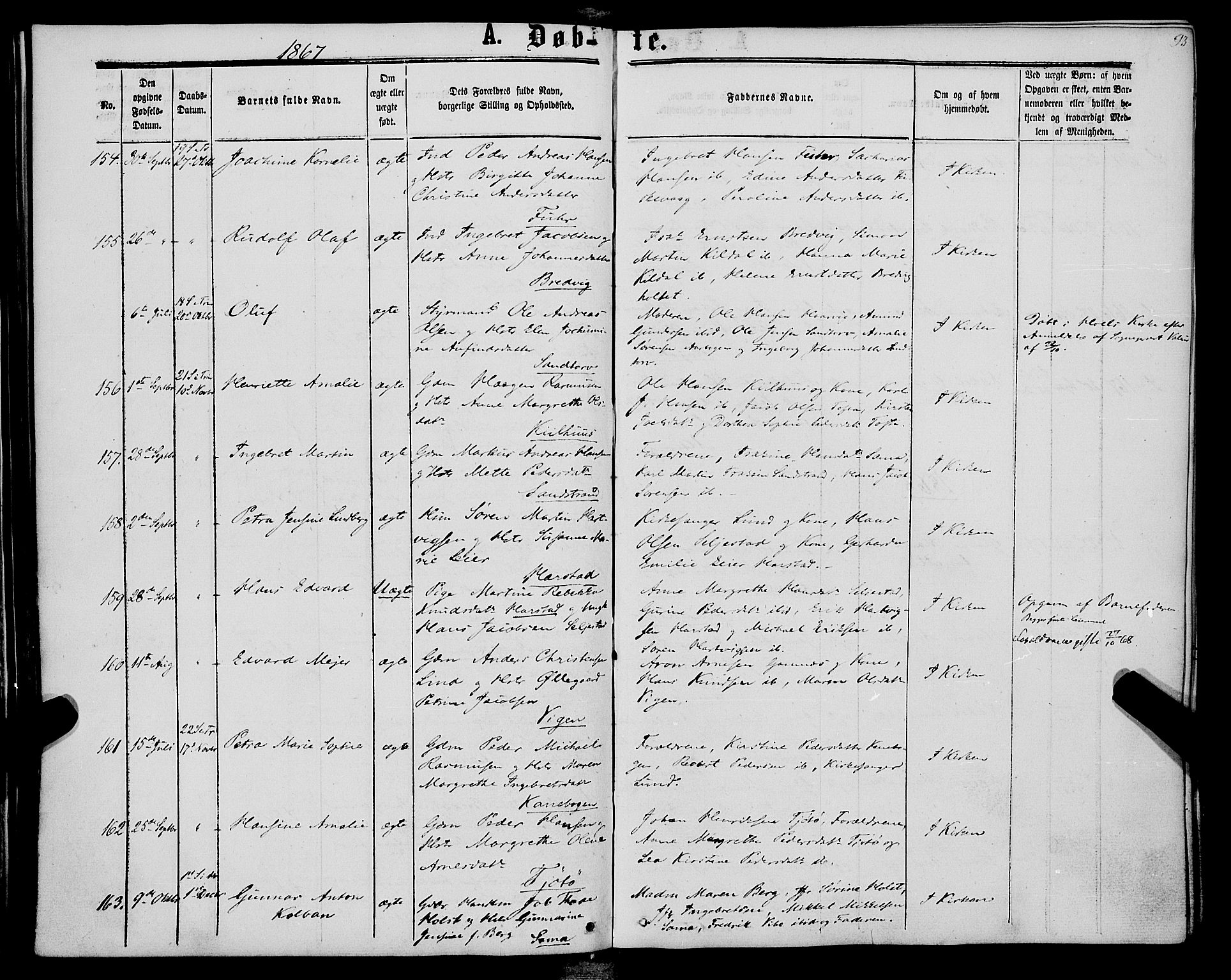 Trondenes sokneprestkontor, AV/SATØ-S-1319/H/Ha/L0012kirke: Parish register (official) no. 12, 1863-1870, p. 93