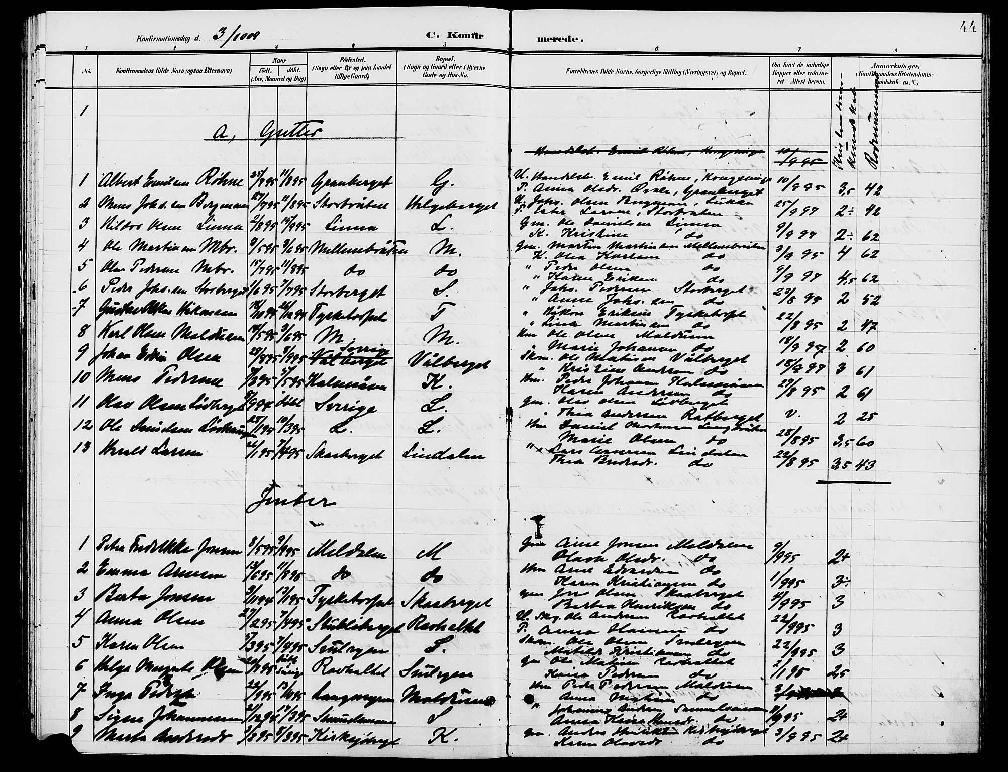 Grue prestekontor, AV/SAH-PREST-036/H/Ha/Hab/L0006: Parish register (copy) no. 6, 1902-1910, p. 44