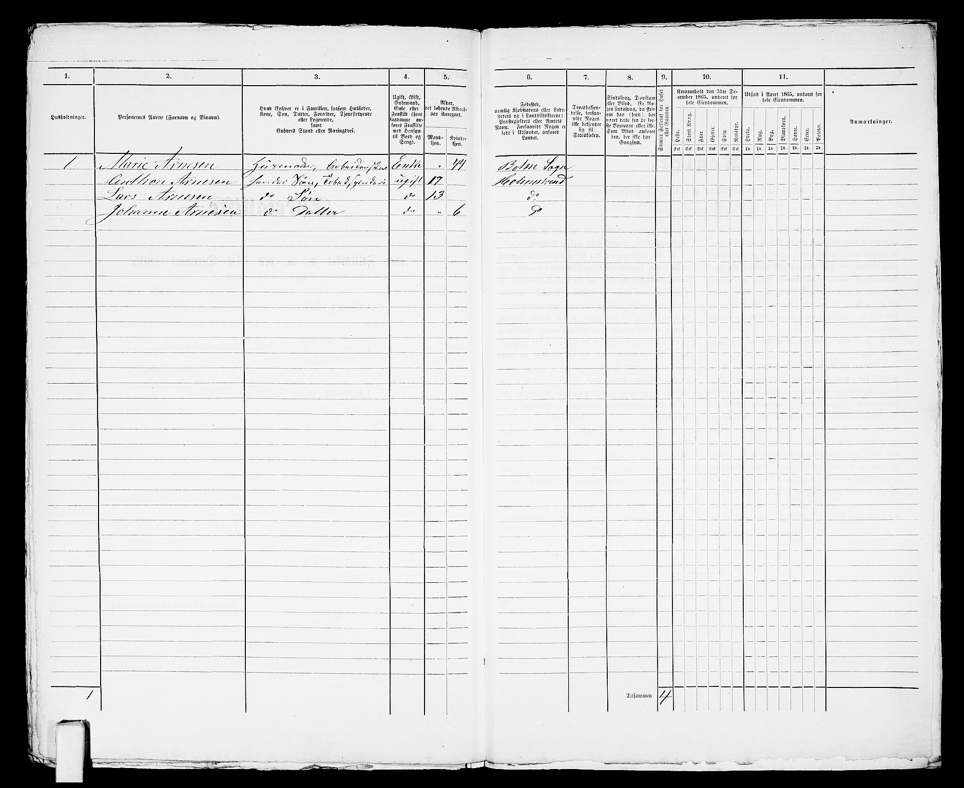 RA, 1865 census for Botne/Holmestrand, 1865, p. 436