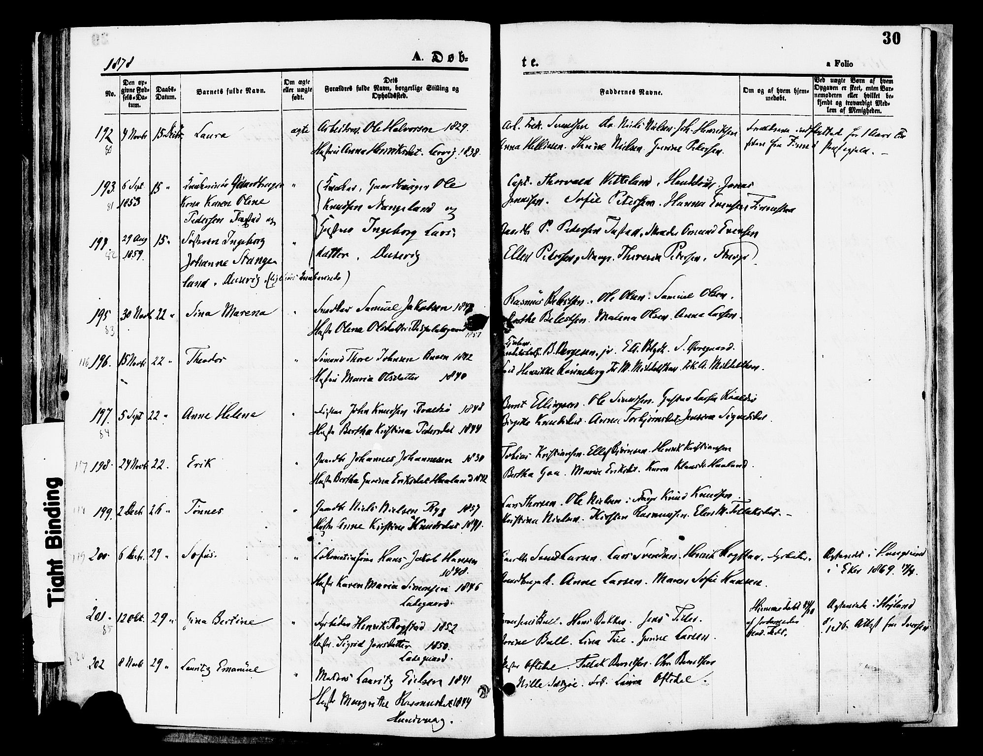 Hetland sokneprestkontor, SAST/A-101826/30/30BA/L0008: Parish register (official) no. A 8, 1877-1884, p. 30