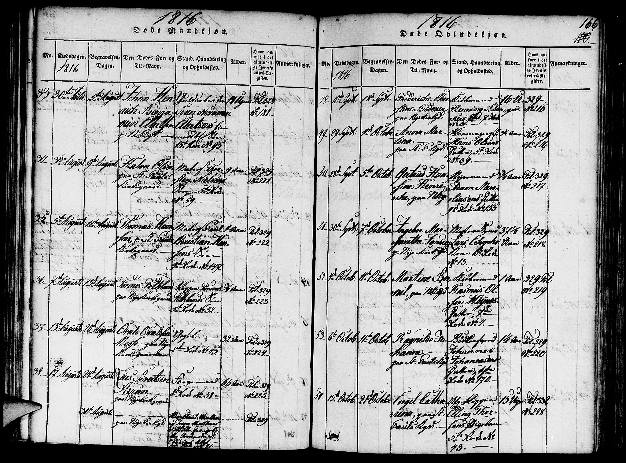 Nykirken Sokneprestembete, AV/SAB-A-77101/H/Haa/L0011: Parish register (official) no. A 11, 1816-1821, p. 166