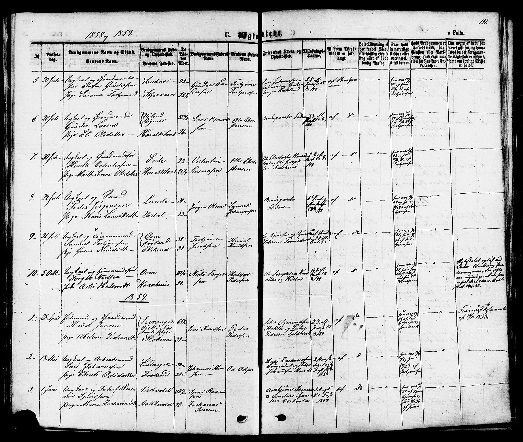 Skjold sokneprestkontor, AV/SAST-A-101847/H/Ha/Haa/L0007: Parish register (official) no. A 7, 1857-1882, p. 151