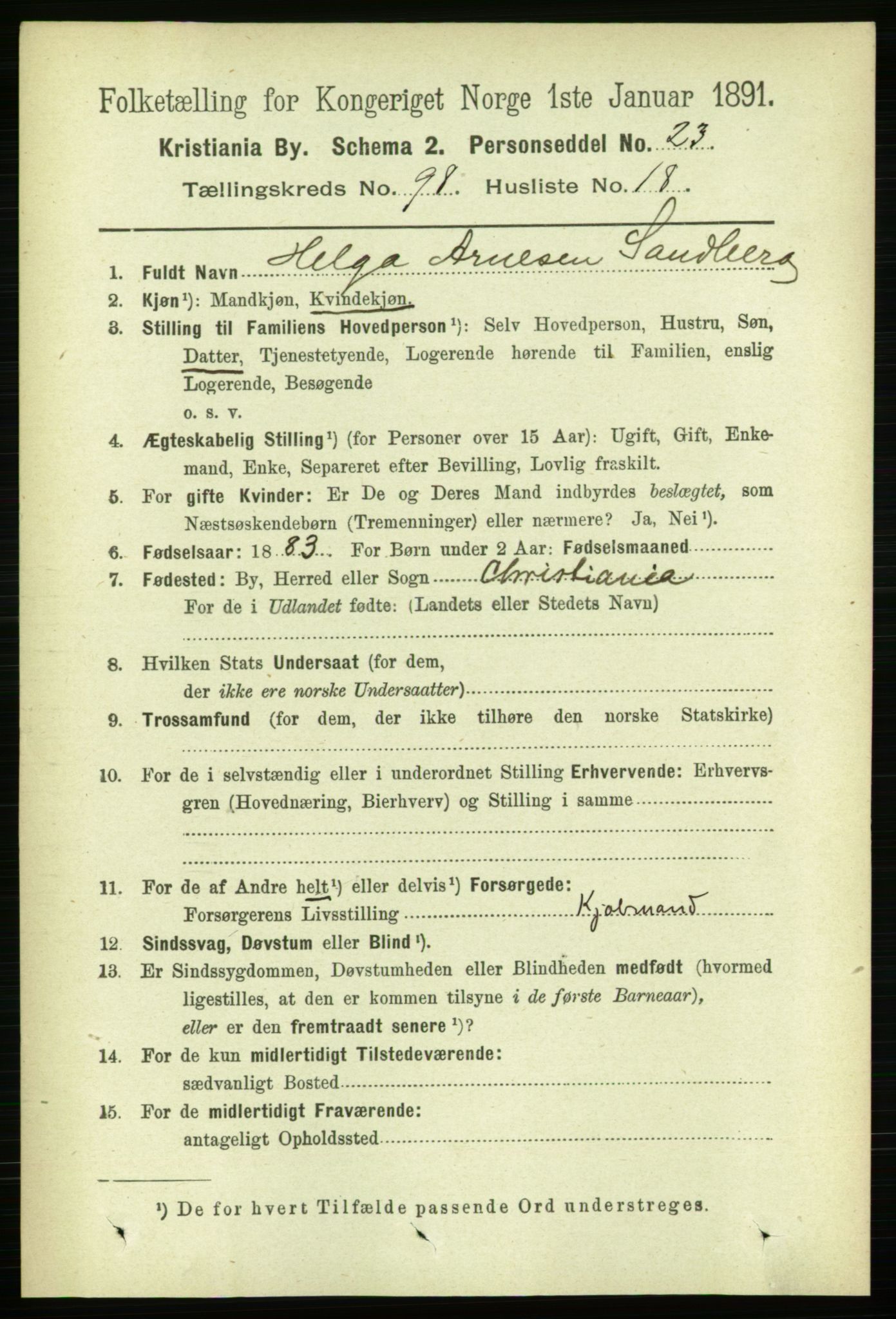RA, 1891 census for 0301 Kristiania, 1891, p. 48255