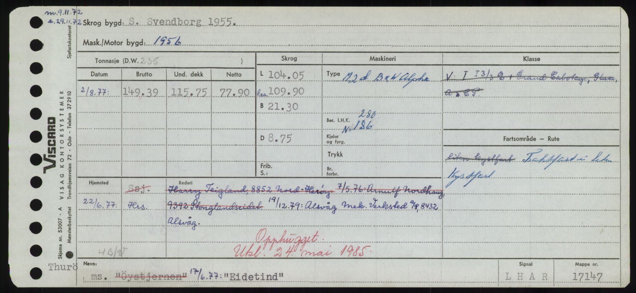 Sjøfartsdirektoratet med forløpere, Skipsmålingen, RA/S-1627/H/Hd/L0009: Fartøy, E, p. 125