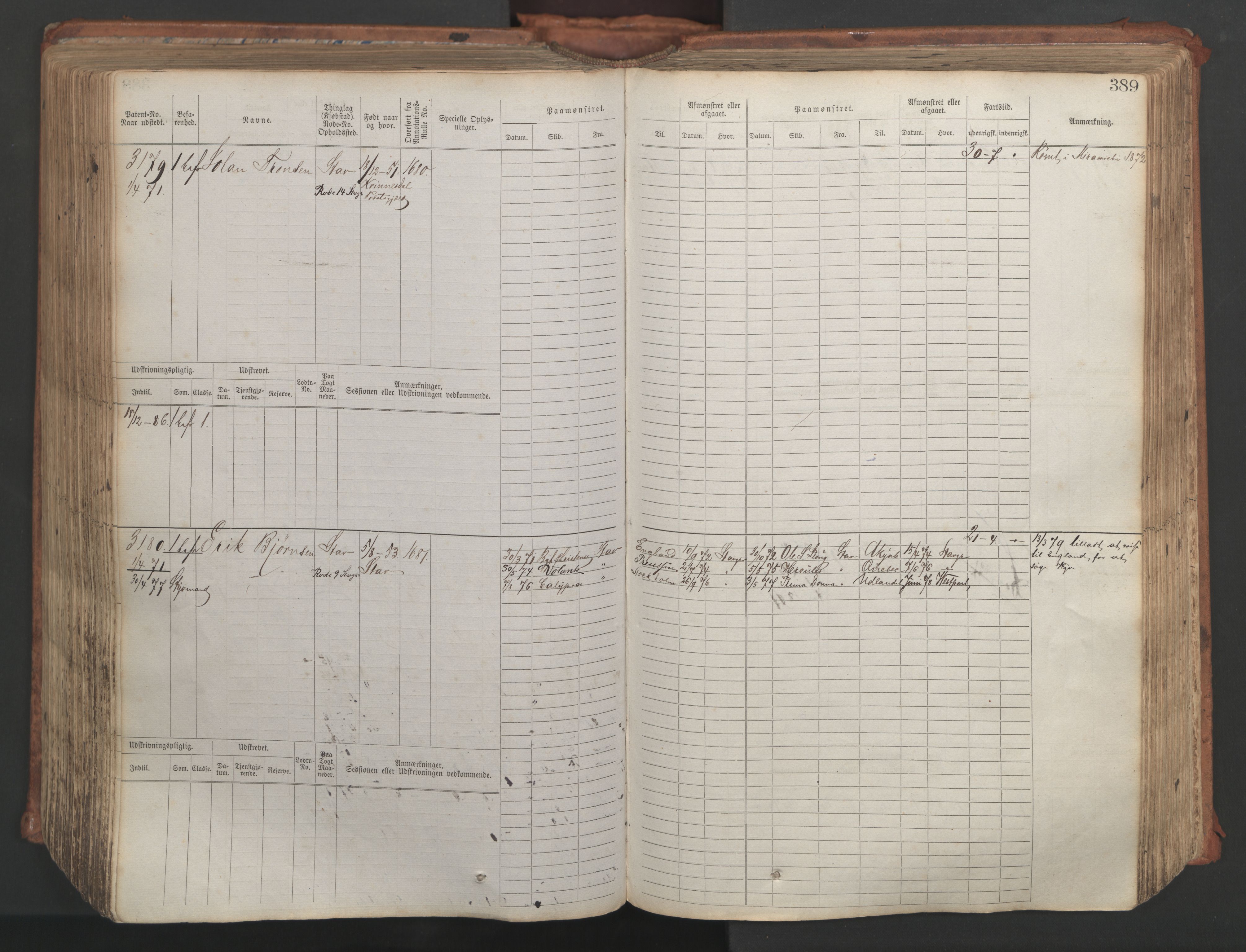 Stavanger sjømannskontor, AV/SAST-A-102006/F/Fb/Fbb/L0007: Sjøfartshovedrulle, patentnr. 2403-3604, 1869-1880, p. 436