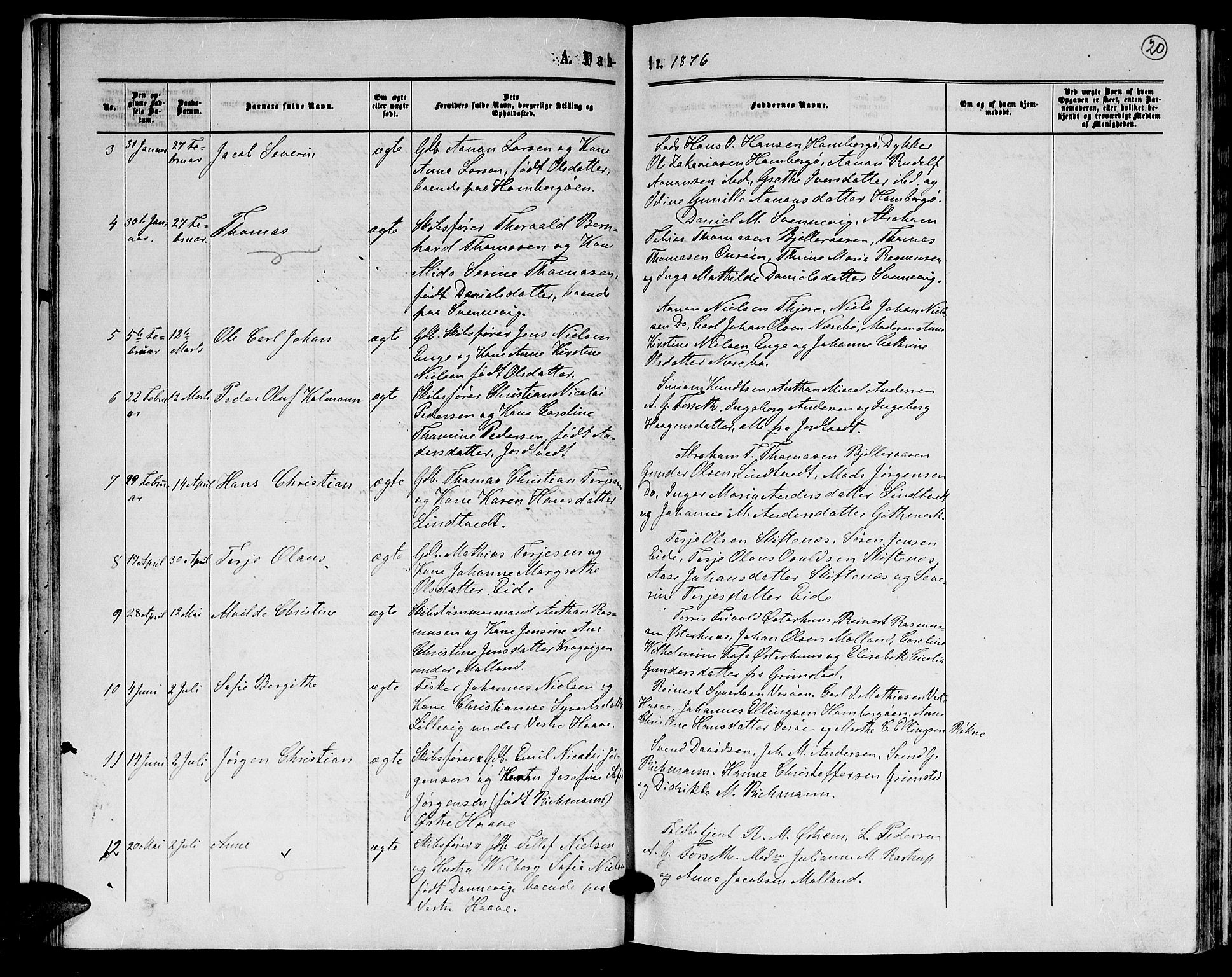 Hommedal sokneprestkontor, AV/SAK-1111-0023/F/Fb/Fba/L0003: Parish register (copy) no. B 3, 1863-1884, p. 20