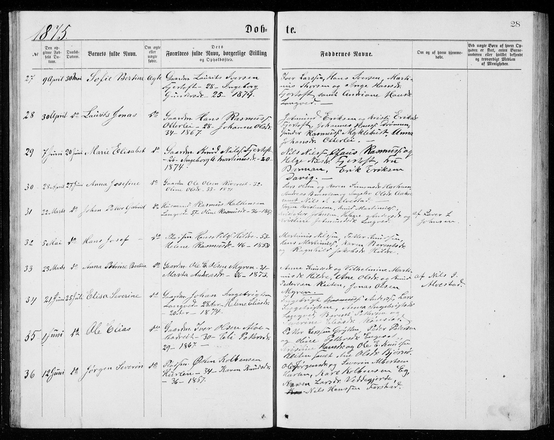 Ministerialprotokoller, klokkerbøker og fødselsregistre - Møre og Romsdal, AV/SAT-A-1454/536/L0509: Parish register (copy) no. 536C04, 1871-1881, p. 28