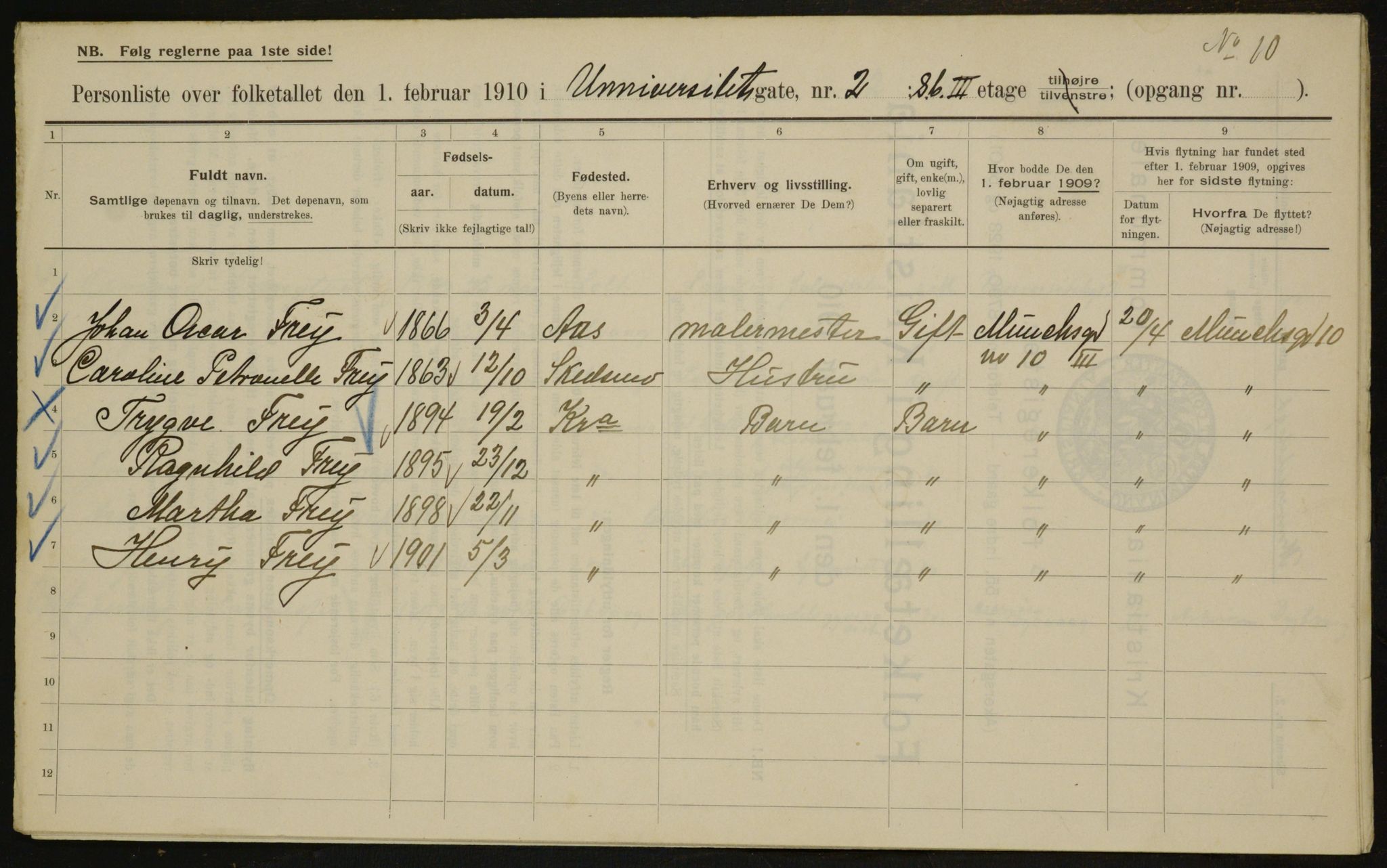 OBA, Municipal Census 1910 for Kristiania, 1910, p. 113672