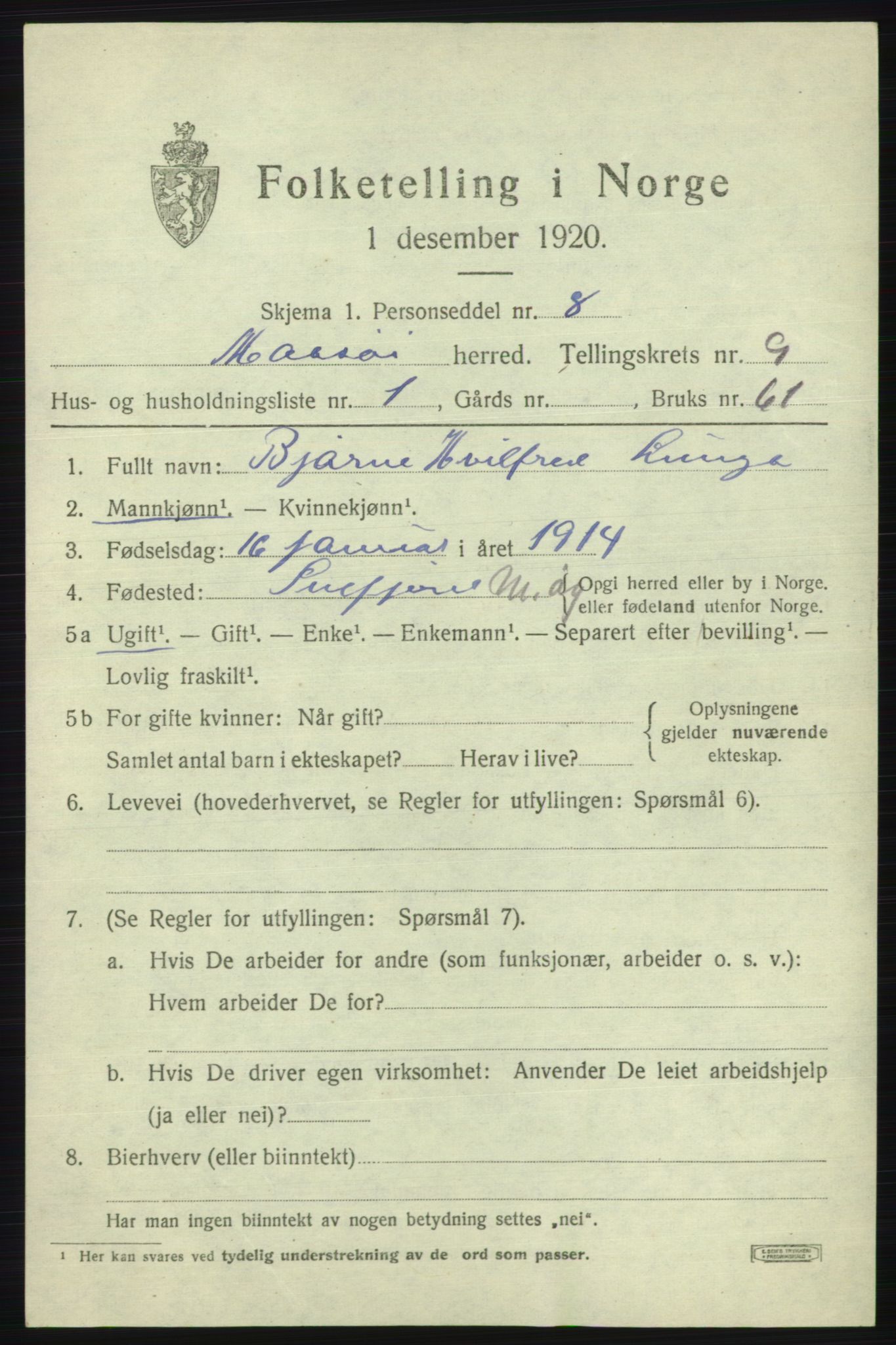 SATØ, 1920 census for Måsøy, 1920, p. 4436