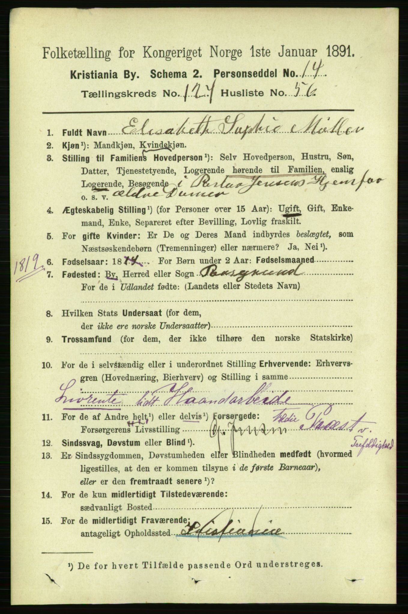 RA, 1891 census for 0301 Kristiania, 1891, p. 66256